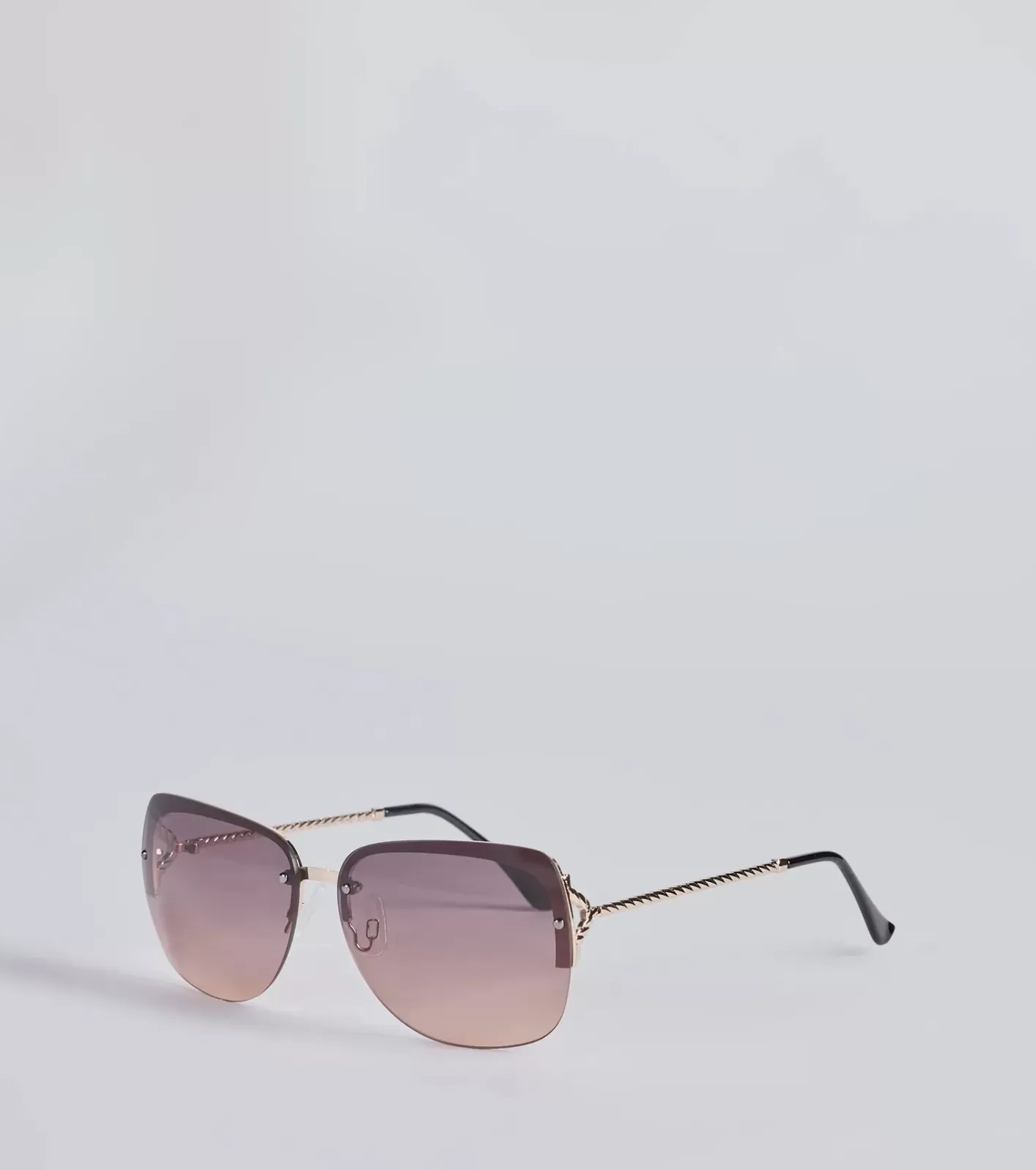 Windsor Level Up Rimless Rectangle Sunglasses BROWN Sale