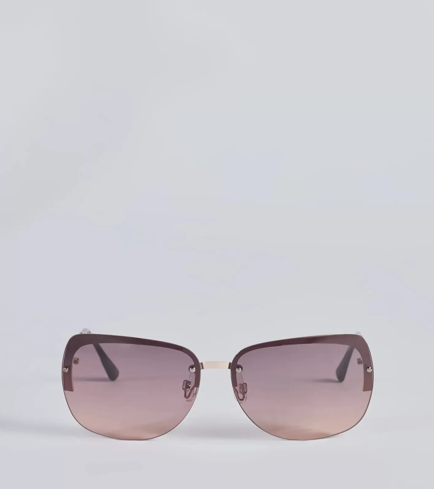 Windsor Level Up Rimless Rectangle Sunglasses BROWN Sale