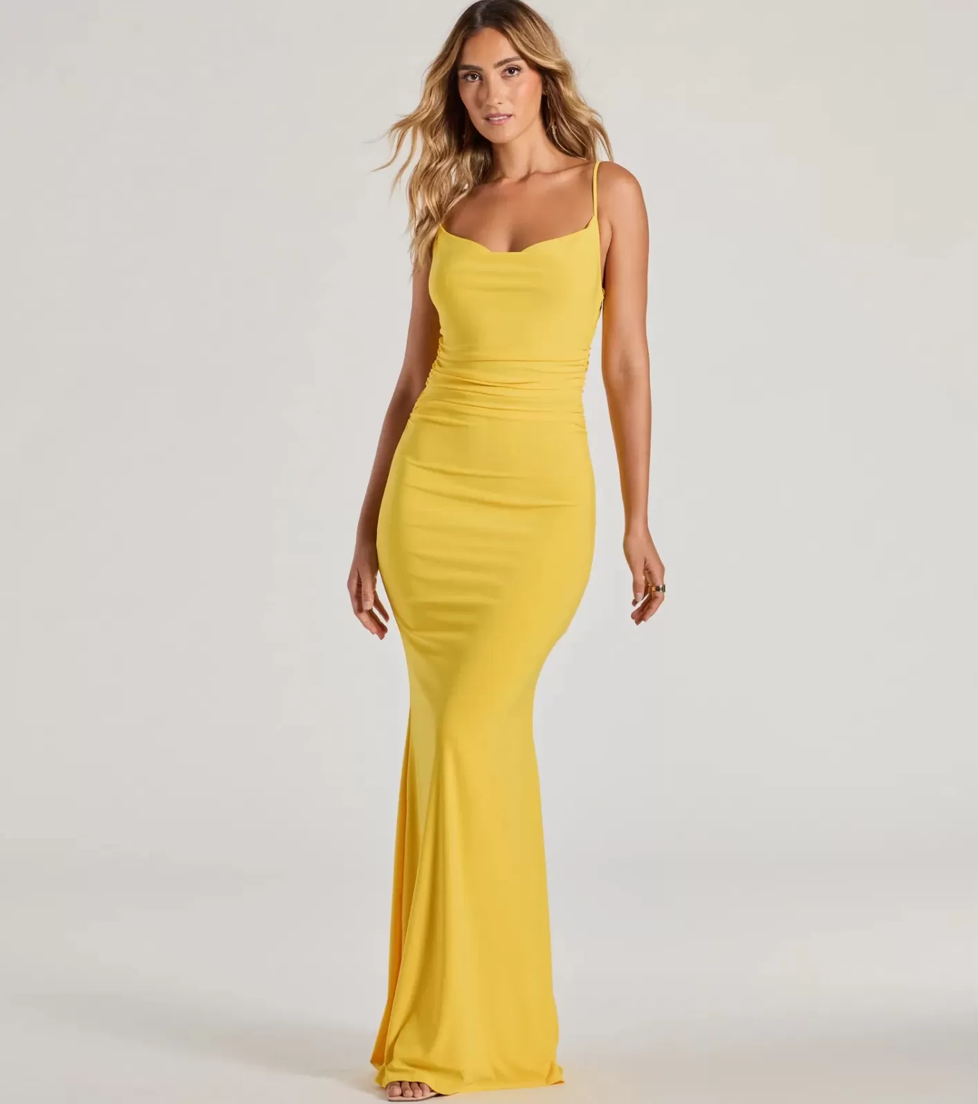 Windsor Lilliana Cowl Neck Knit Mermaid Dress YELLOW Cheap