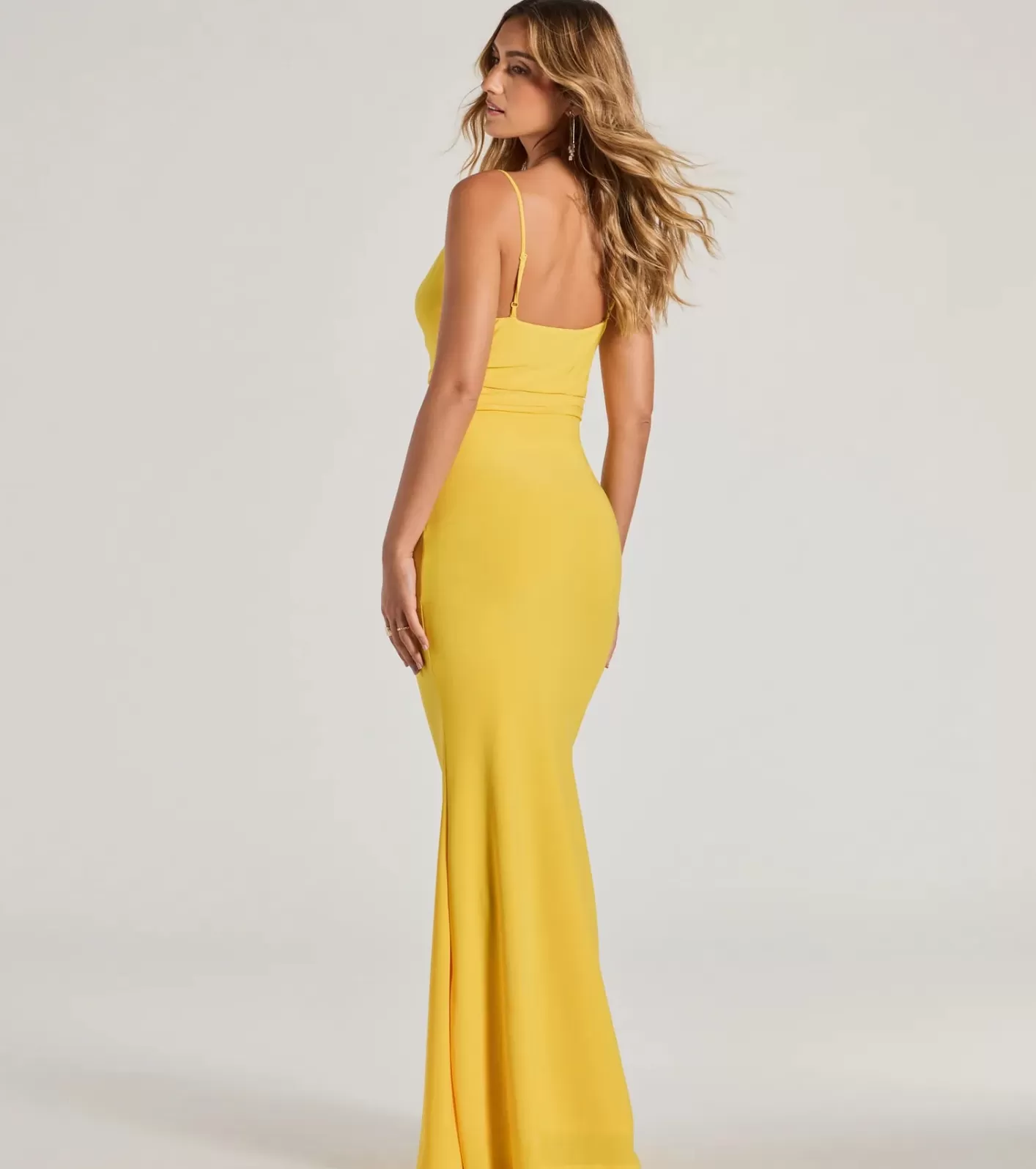 Windsor Lilliana Cowl Neck Knit Mermaid Dress YELLOW Cheap