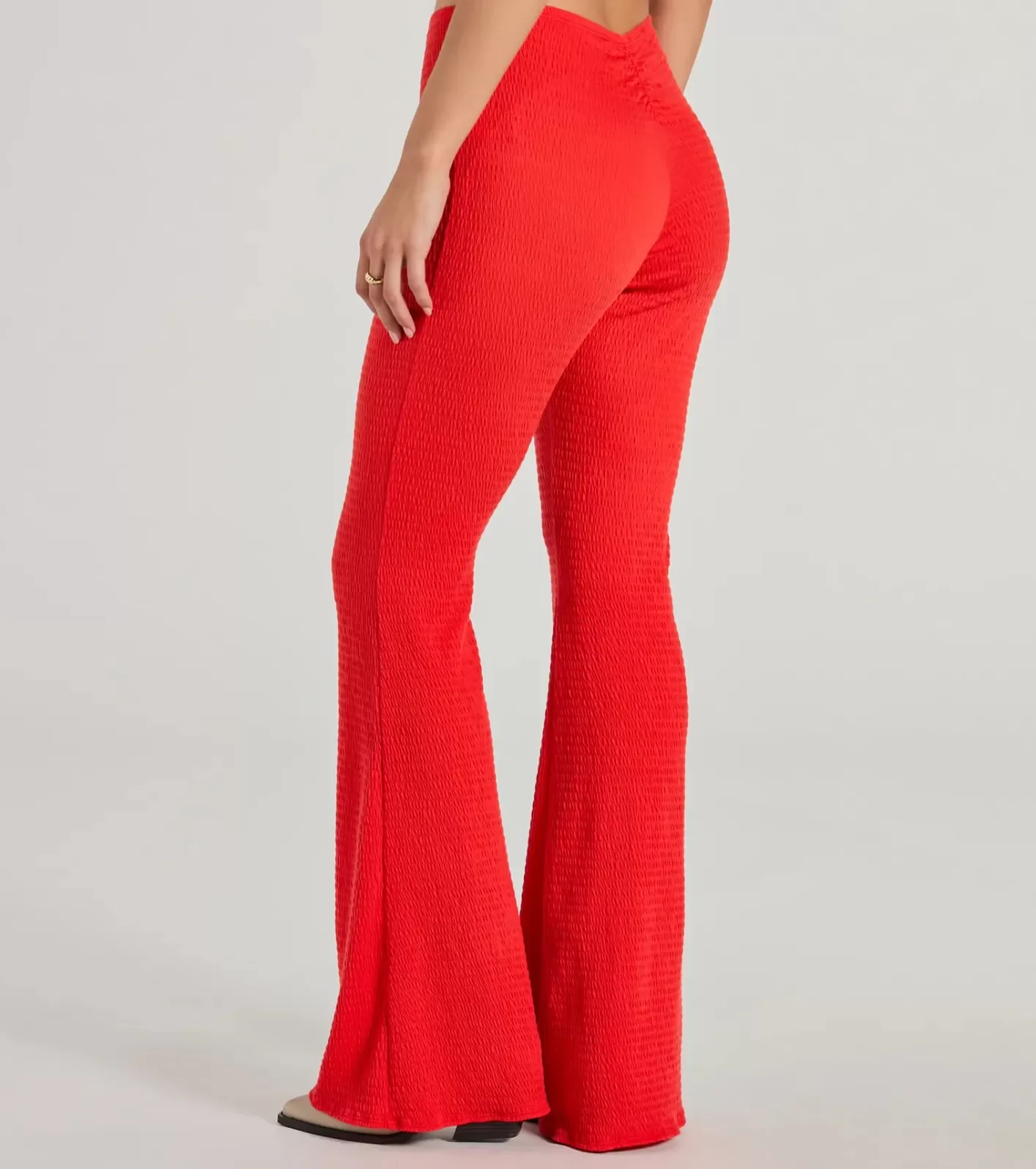 Windsor Looking Good V-Waist Smocked Flare Pants RED Best Sale