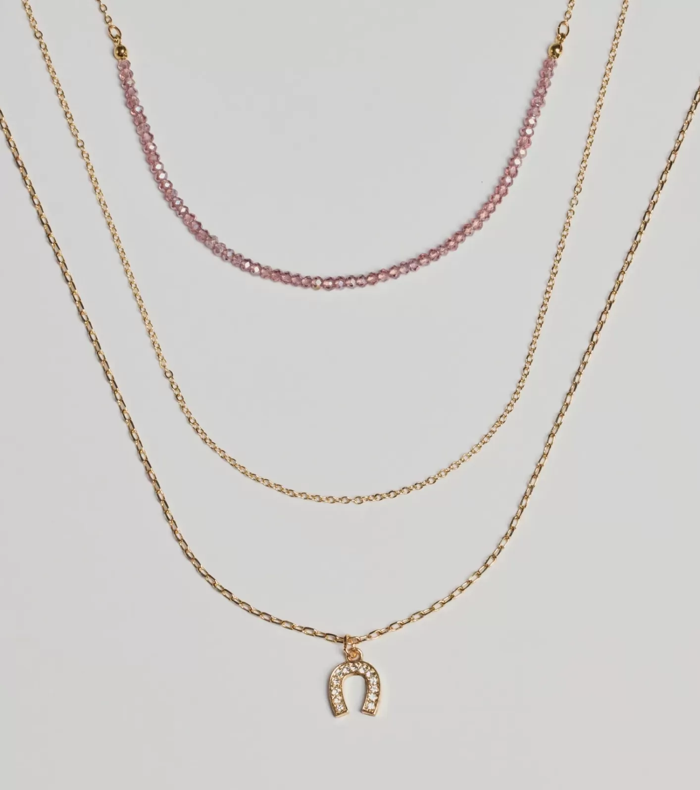 Windsor Lucky Day Horseshoe Charm Layered Necklace GOLD Hot