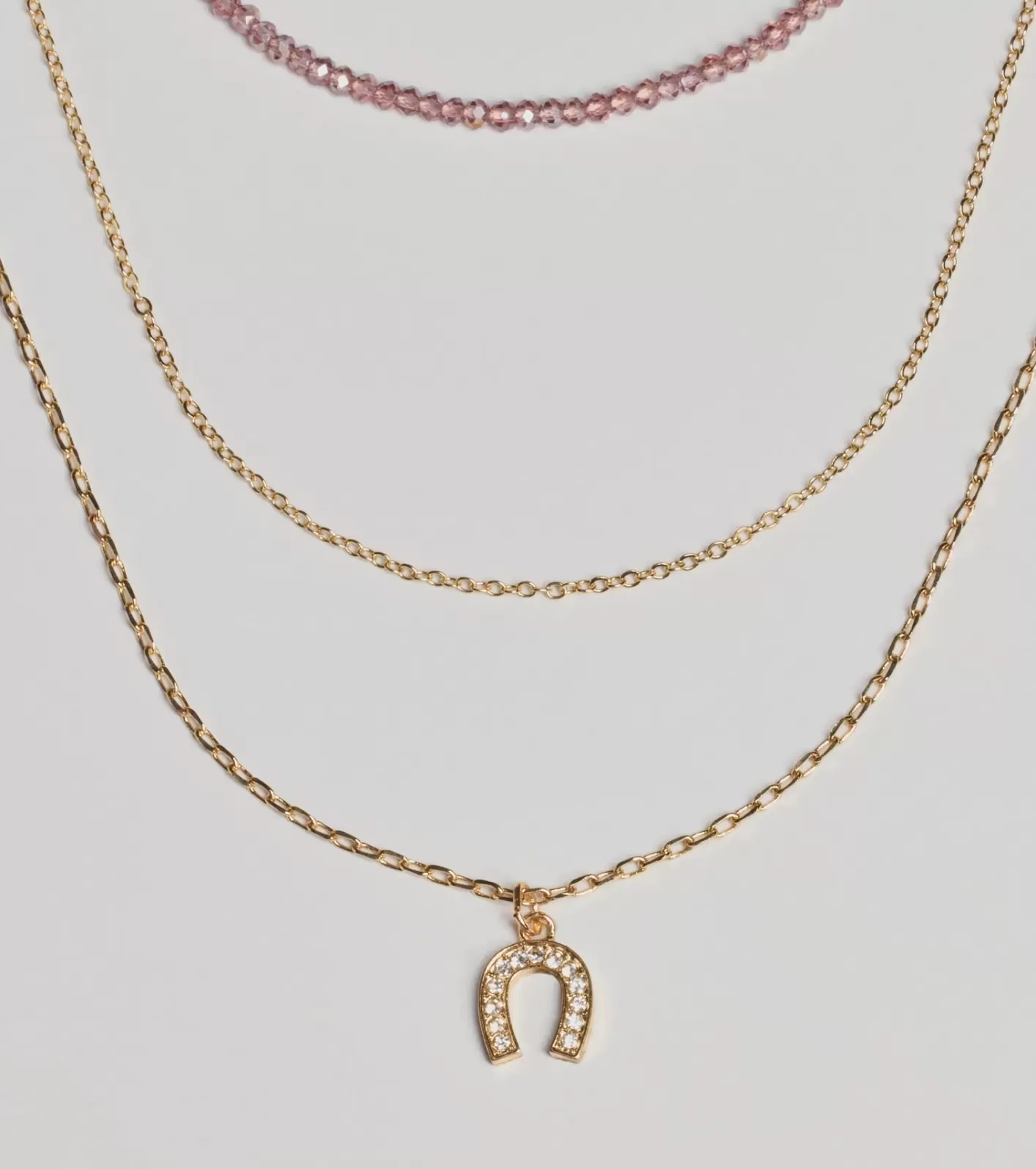 Windsor Lucky Day Horseshoe Charm Layered Necklace GOLD Hot