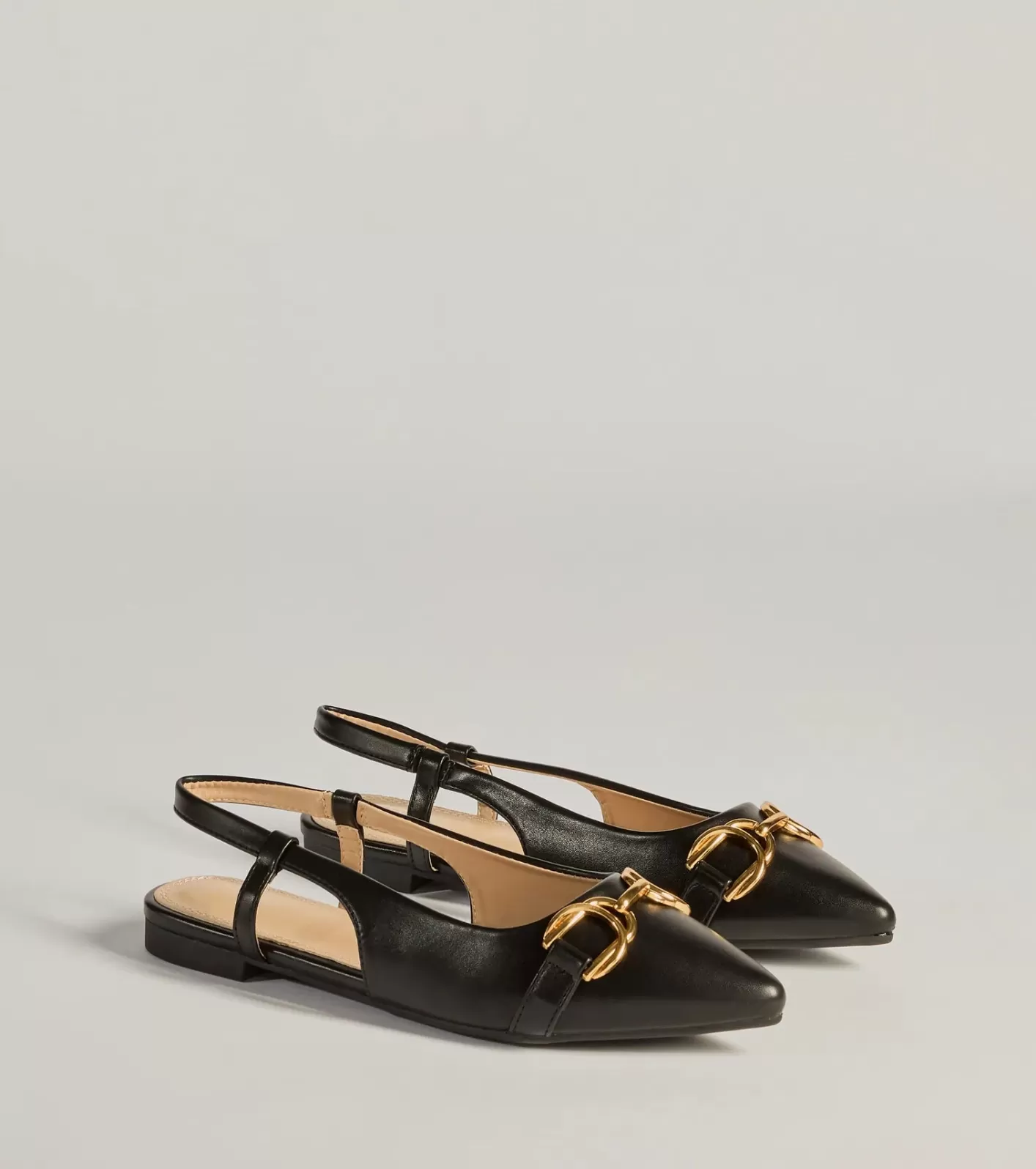 Windsor Luxe Allure Pointed-Toe Faux Leather Flats BLACK Cheap