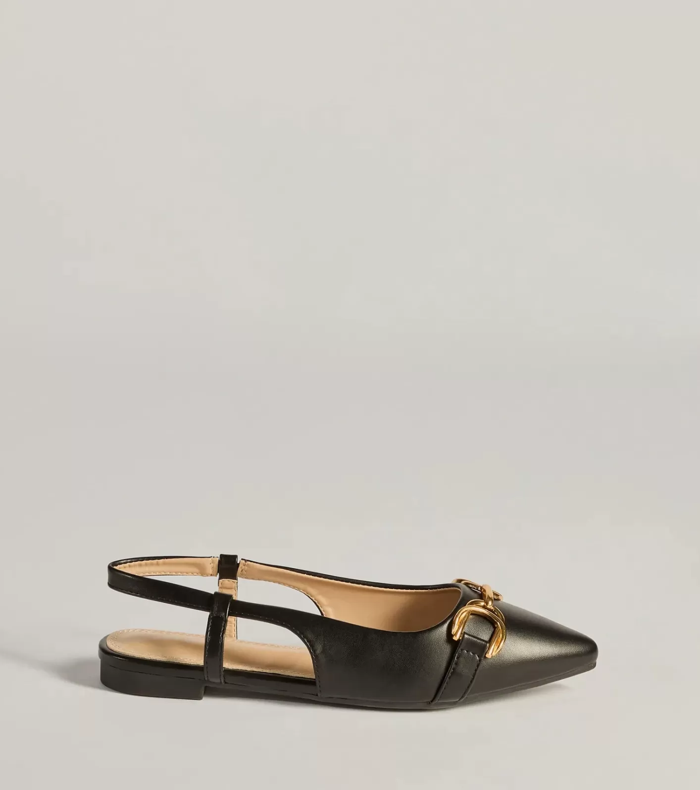 Windsor Luxe Allure Pointed-Toe Faux Leather Flats BLACK Cheap