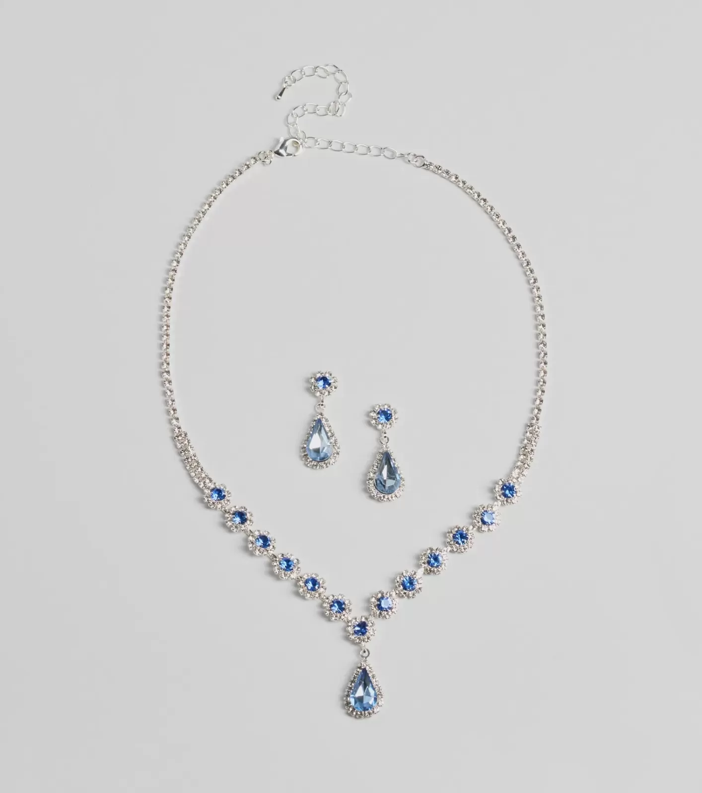 Windsor Luxe Beauty Rhinestone Necklace And Earrings Set BLUE Best