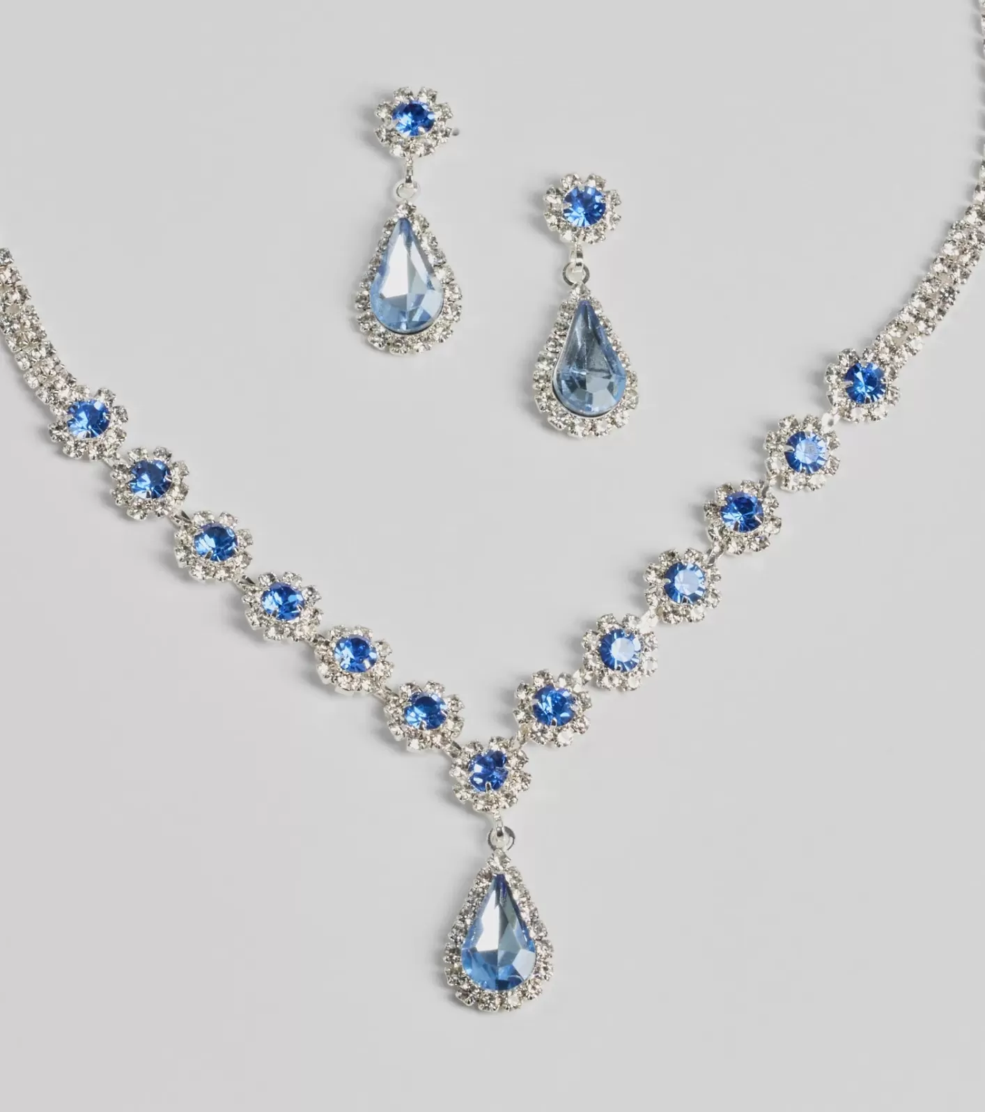 Windsor Luxe Beauty Rhinestone Necklace And Earrings Set BLUE Best
