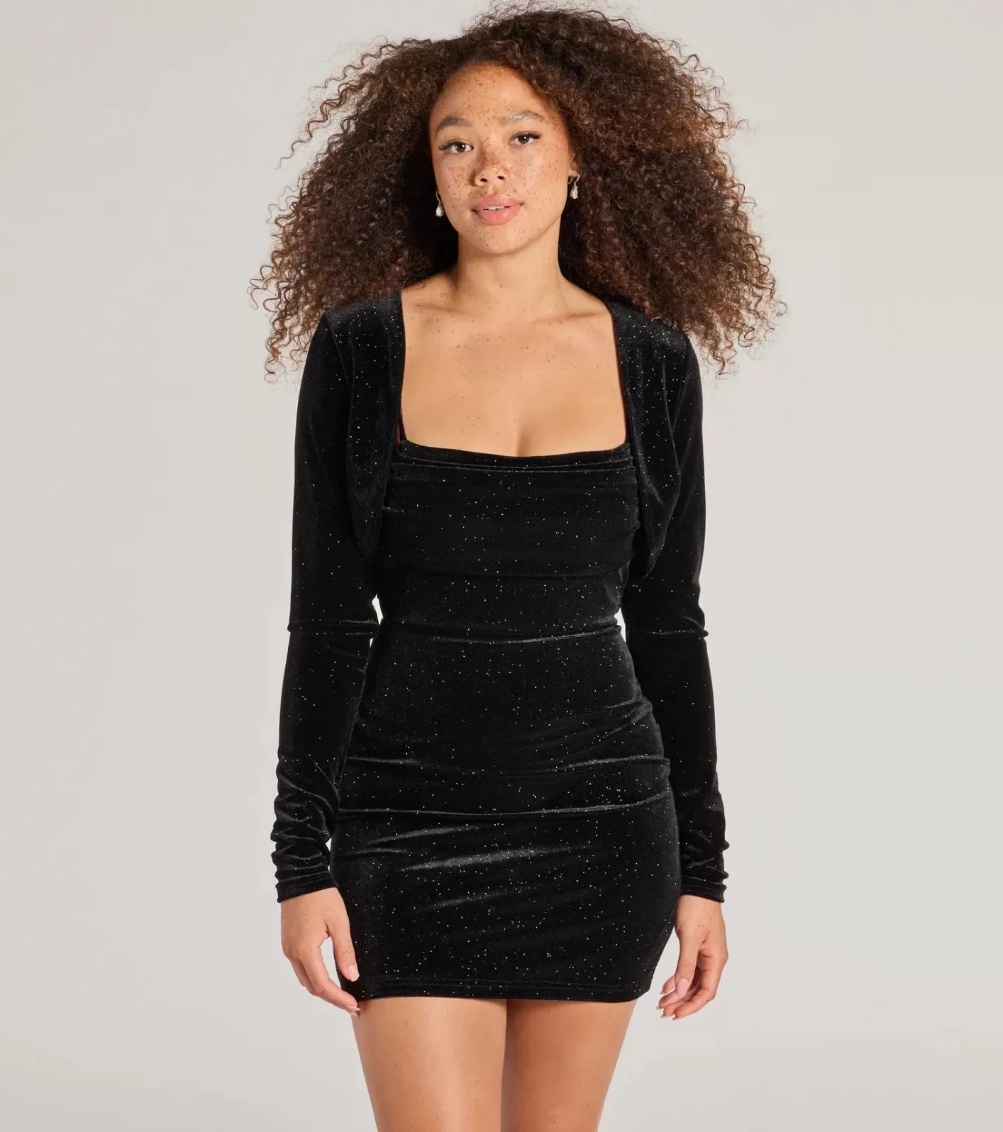 Windsor Luxe Impression Velvet Glitter Bolero BLACK Shop