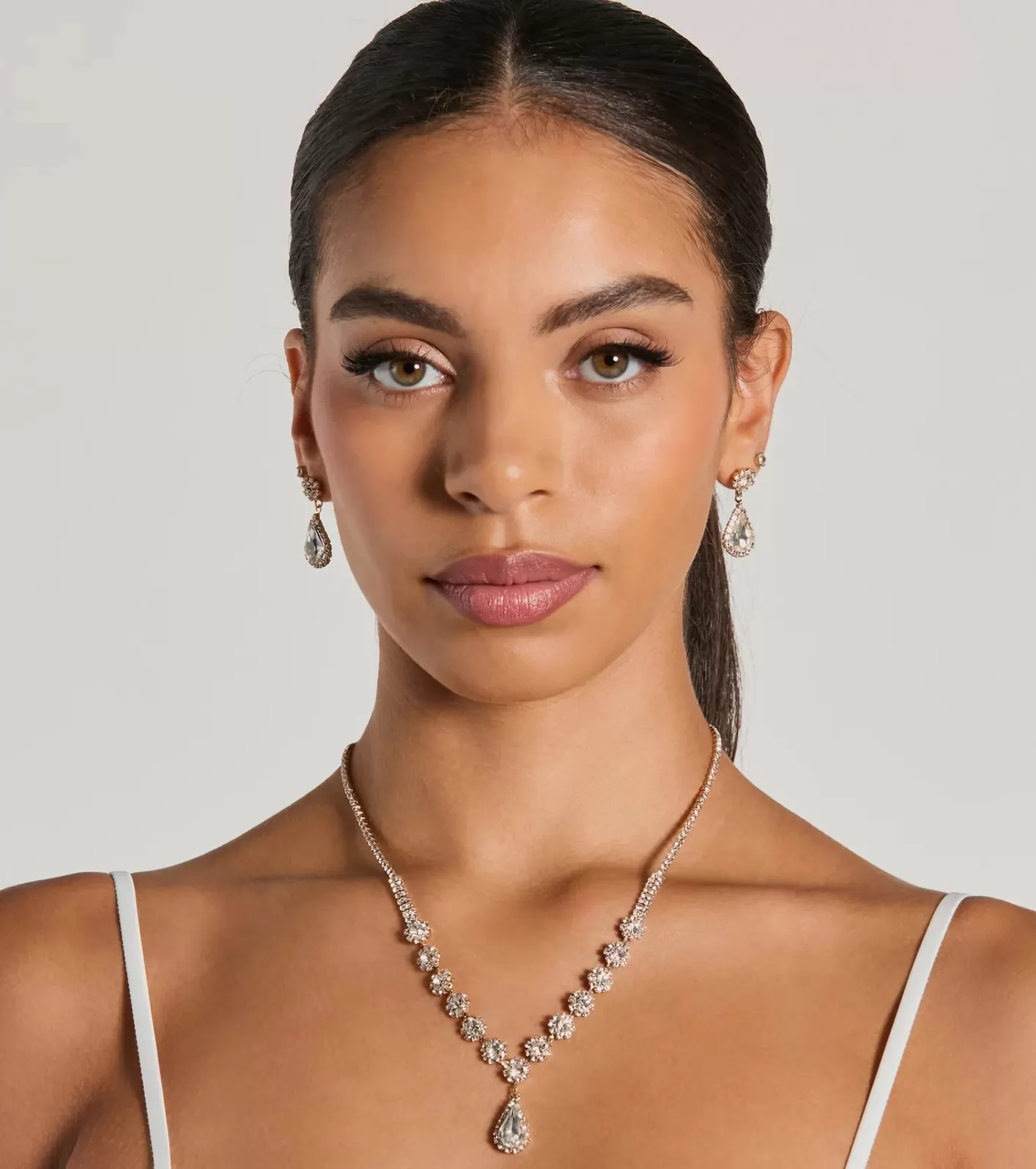Windsor Luxe Look Gemstone Necklace And Earrings Set GOLD Fashion
