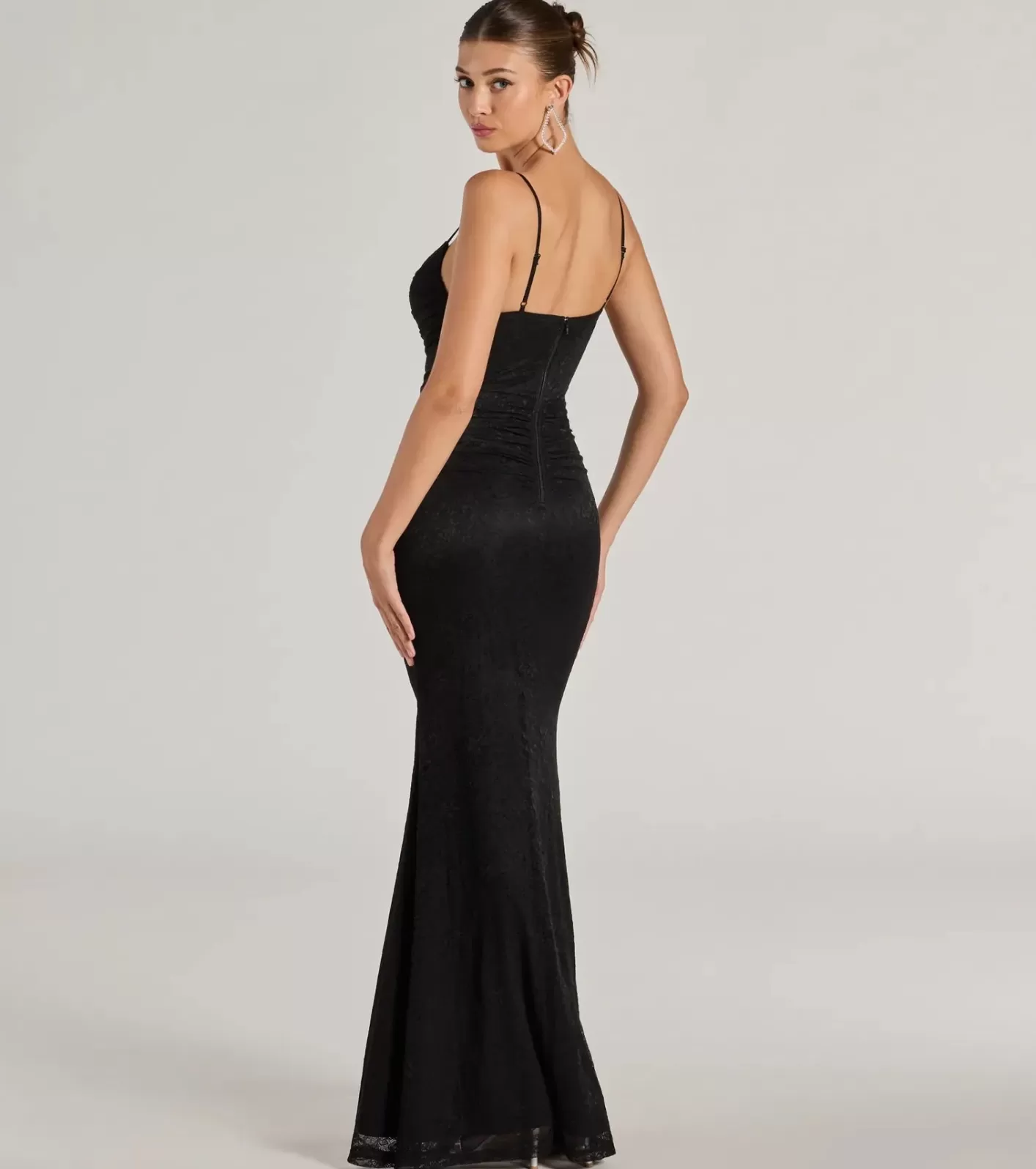 Windsor Lylah Lace Cowl Neck Mermaid Dress BLACK Discount