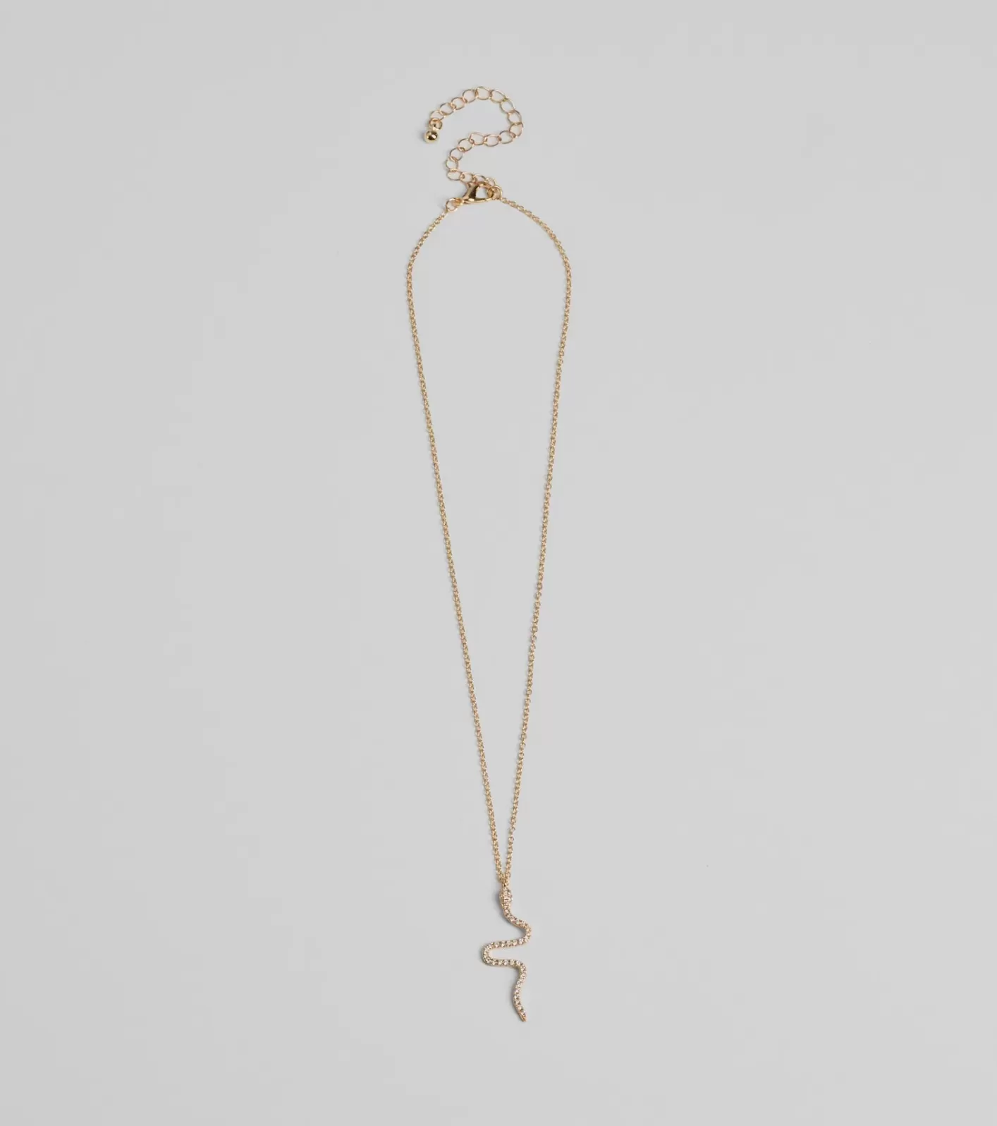 Windsor Made You Rattle Rhinestone Snake Charm Necklace GOLD New
