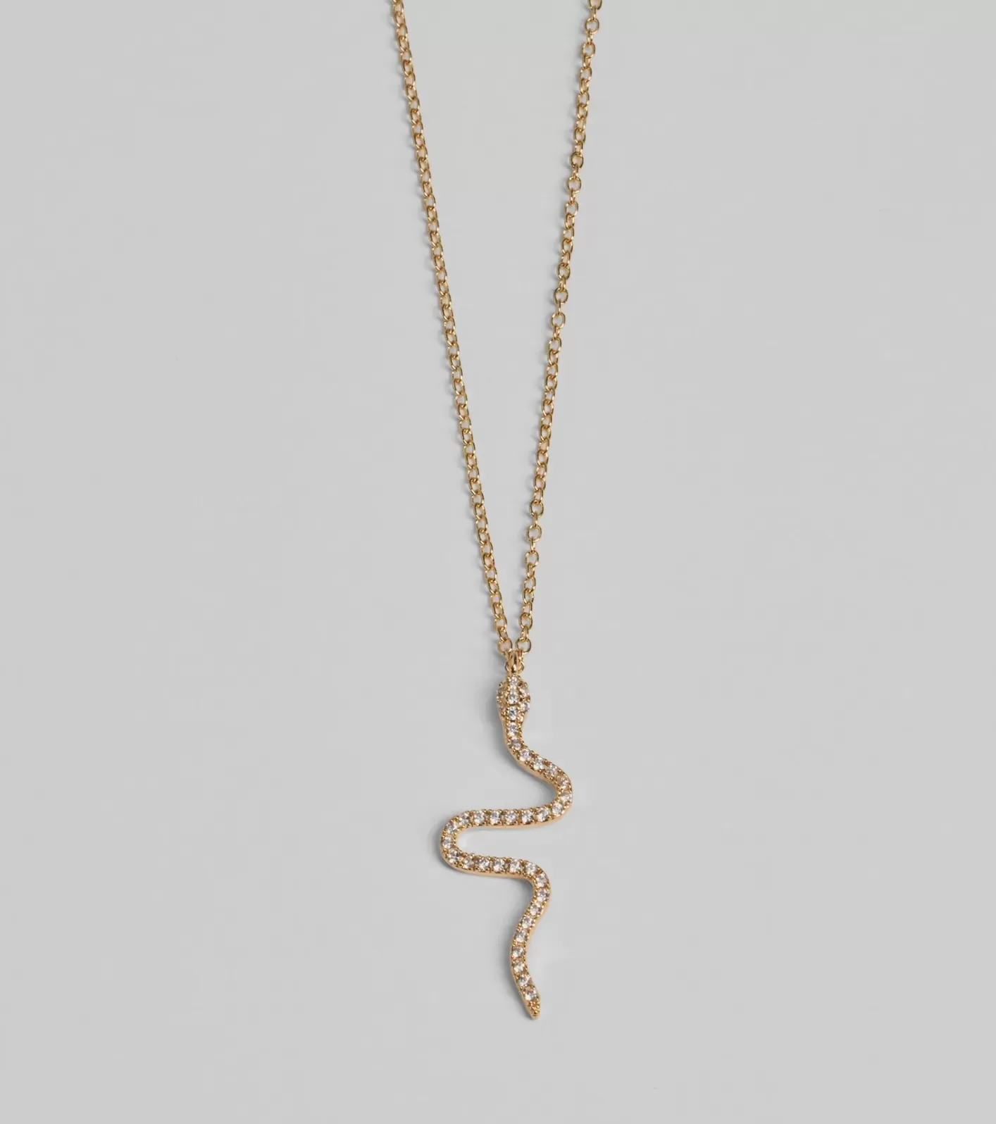 Windsor Made You Rattle Rhinestone Snake Charm Necklace GOLD New