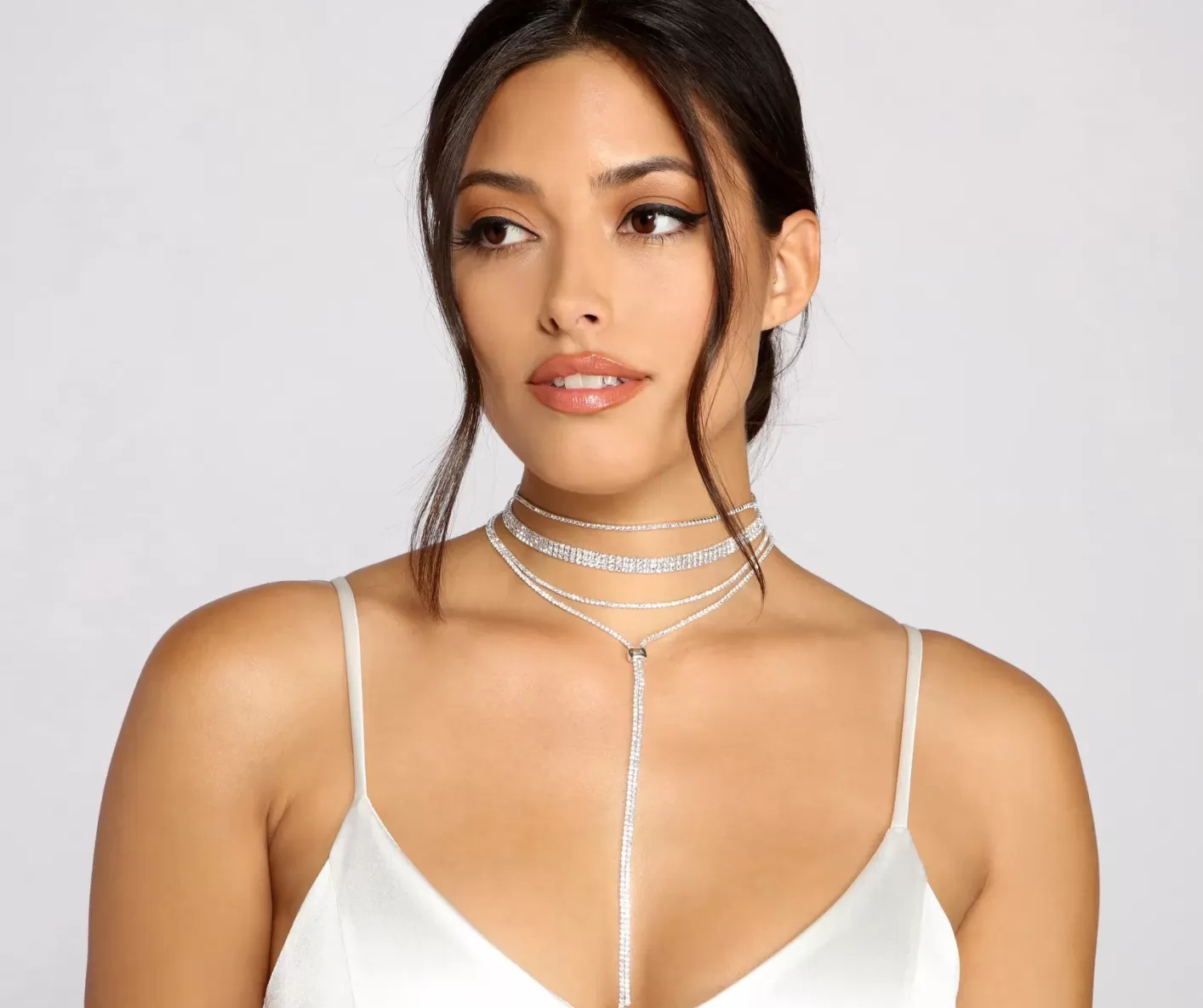 Windsor Major Glam Status Rhinestone Necklace Set SILVER Best Sale