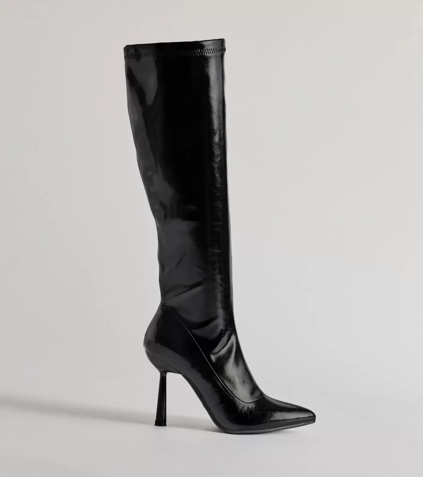 Windsor Major Strut Faux Leather Knee-High Stiletto Boots BLACK Outlet