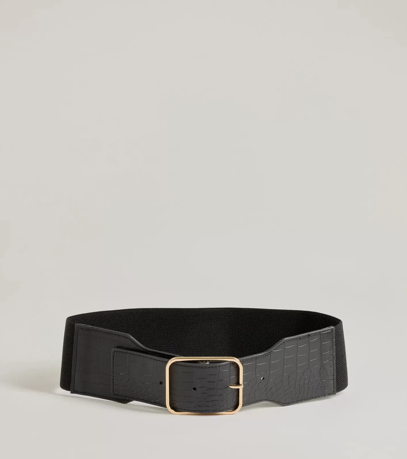 Windsor Major Stun Faux Croc-Embossed Wide Stretch Belt BLACK Best