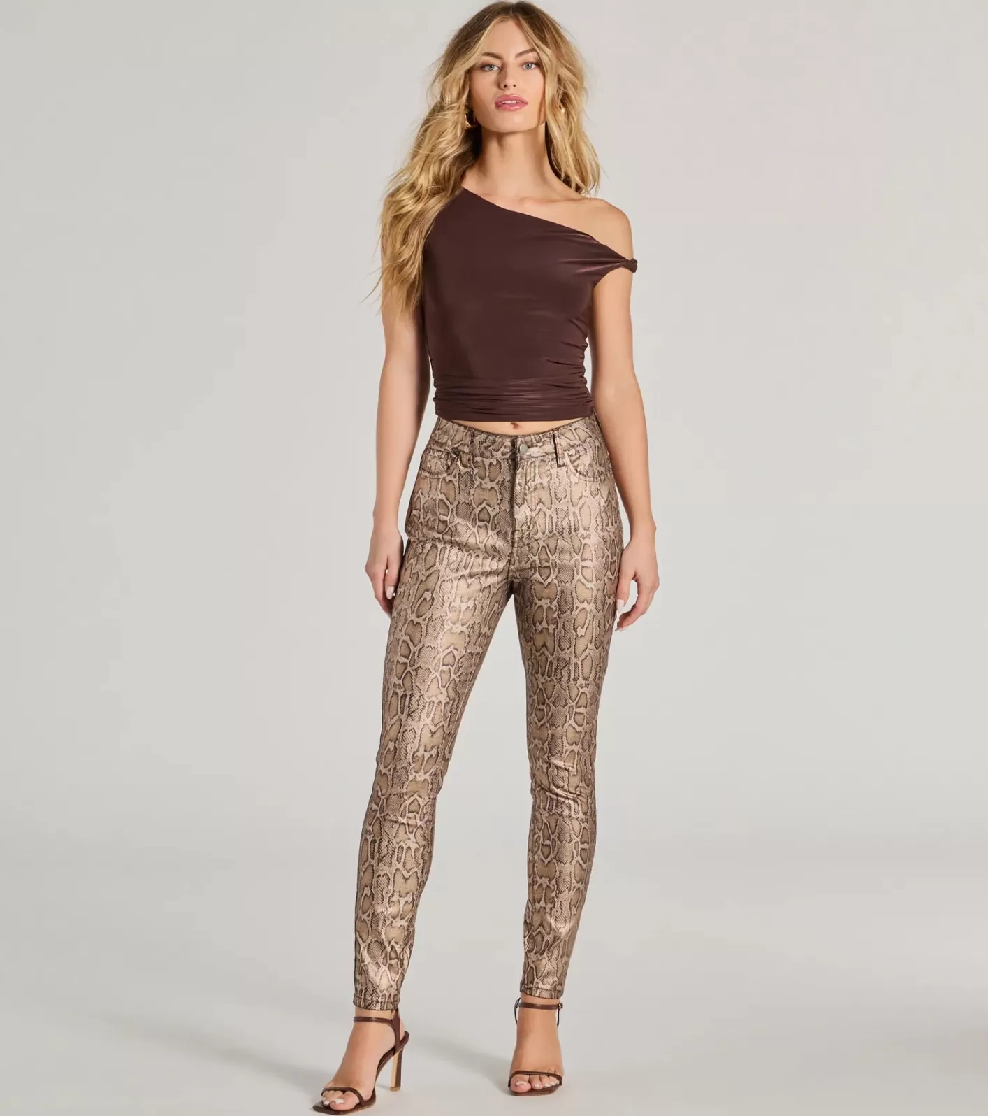 Windsor Major Trend Print Faux Leather Skinny Pants SNAKE Clearance