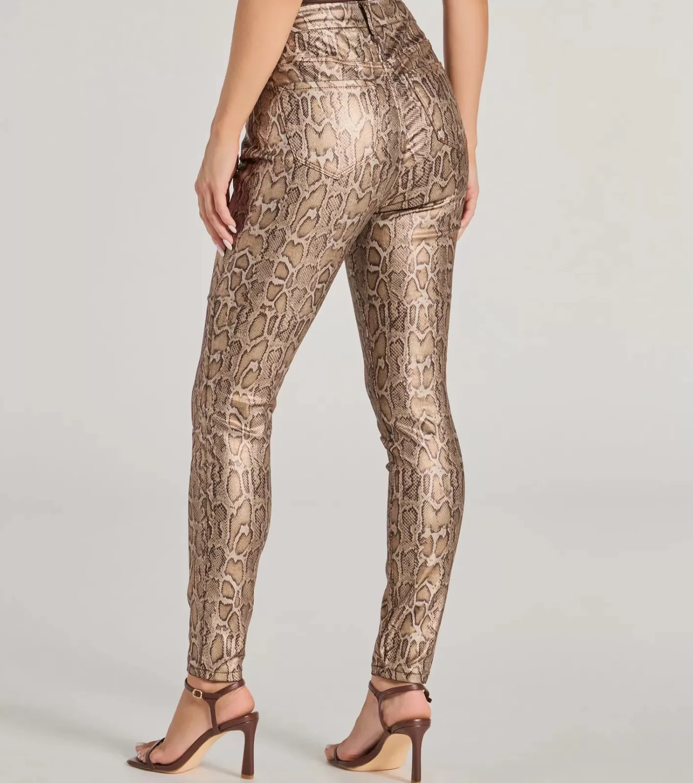 Windsor Major Trend Print Faux Leather Skinny Pants SNAKE Clearance