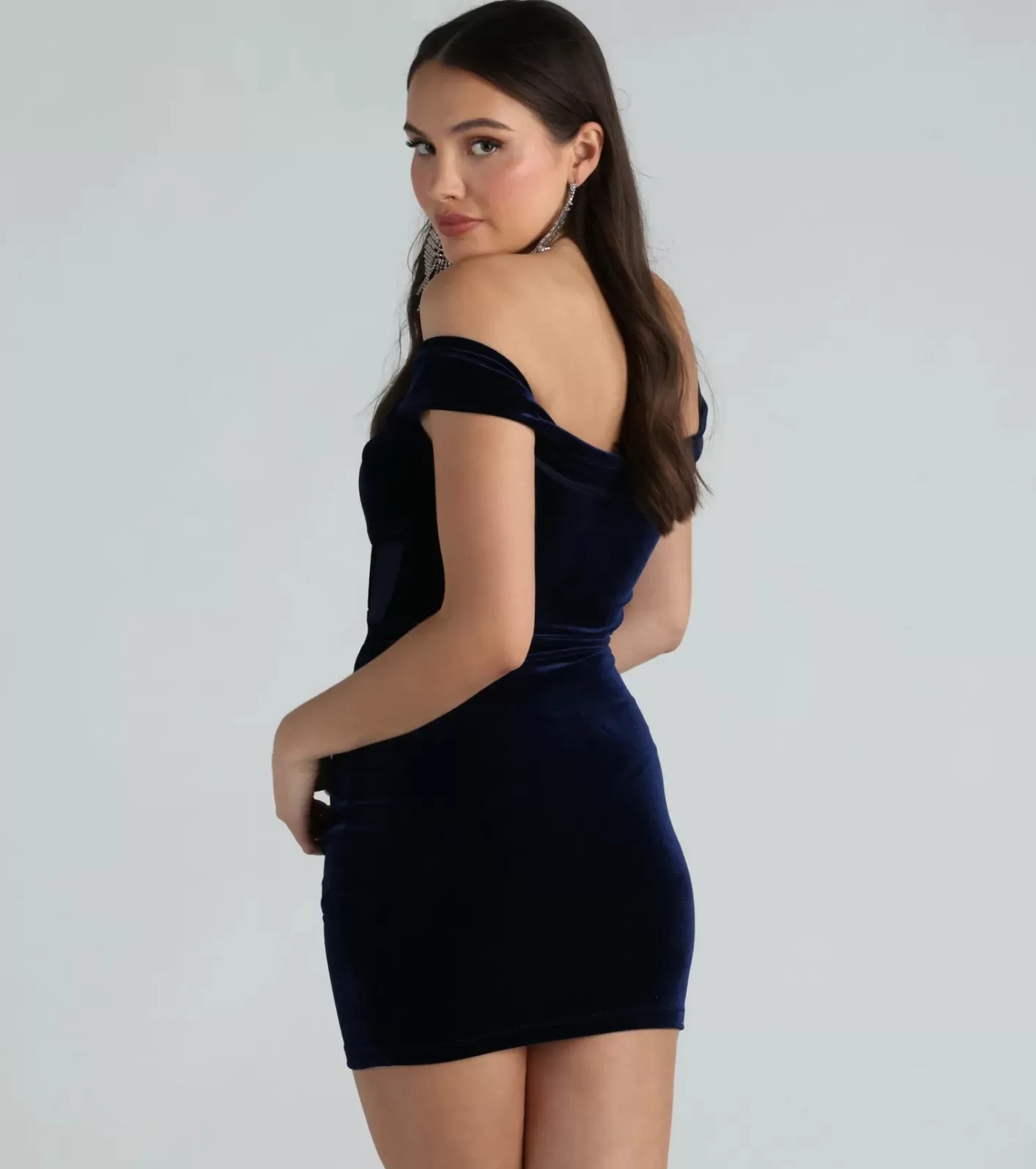 Windsor Marla Velvet Corset Illusion Dress NAVY Online