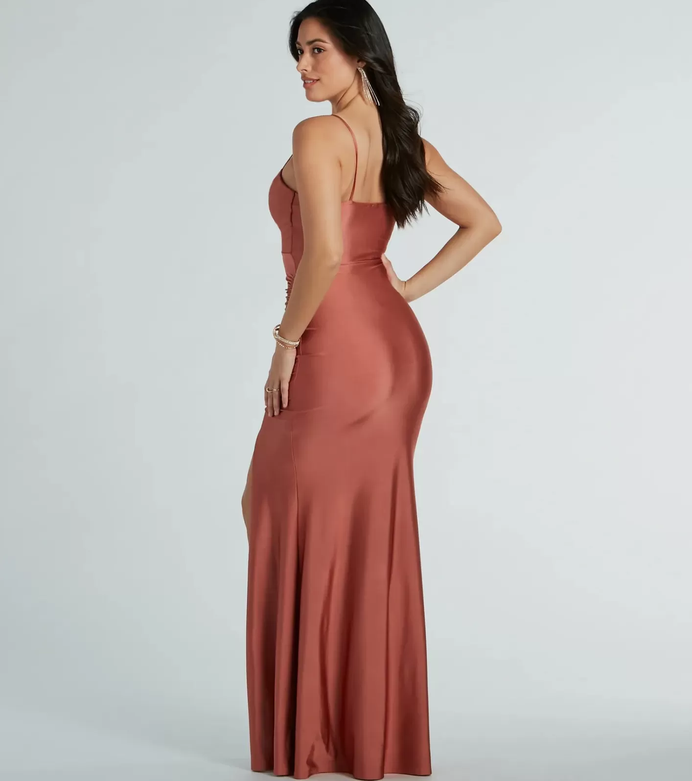 Windsor Marsha Cowl Neck Mermaid Formal Dress ROSEGOLD Clearance