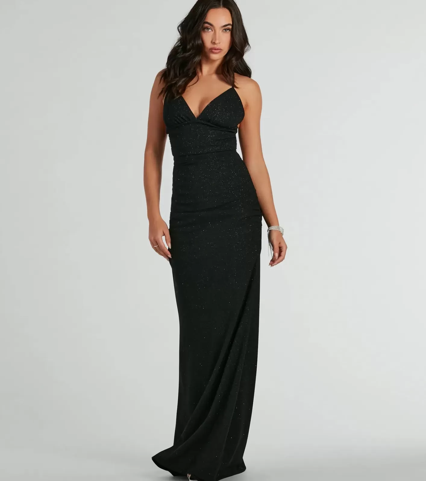 Windsor May Lace-Up Mermaid Glitter Formal Dress BLACK Shop