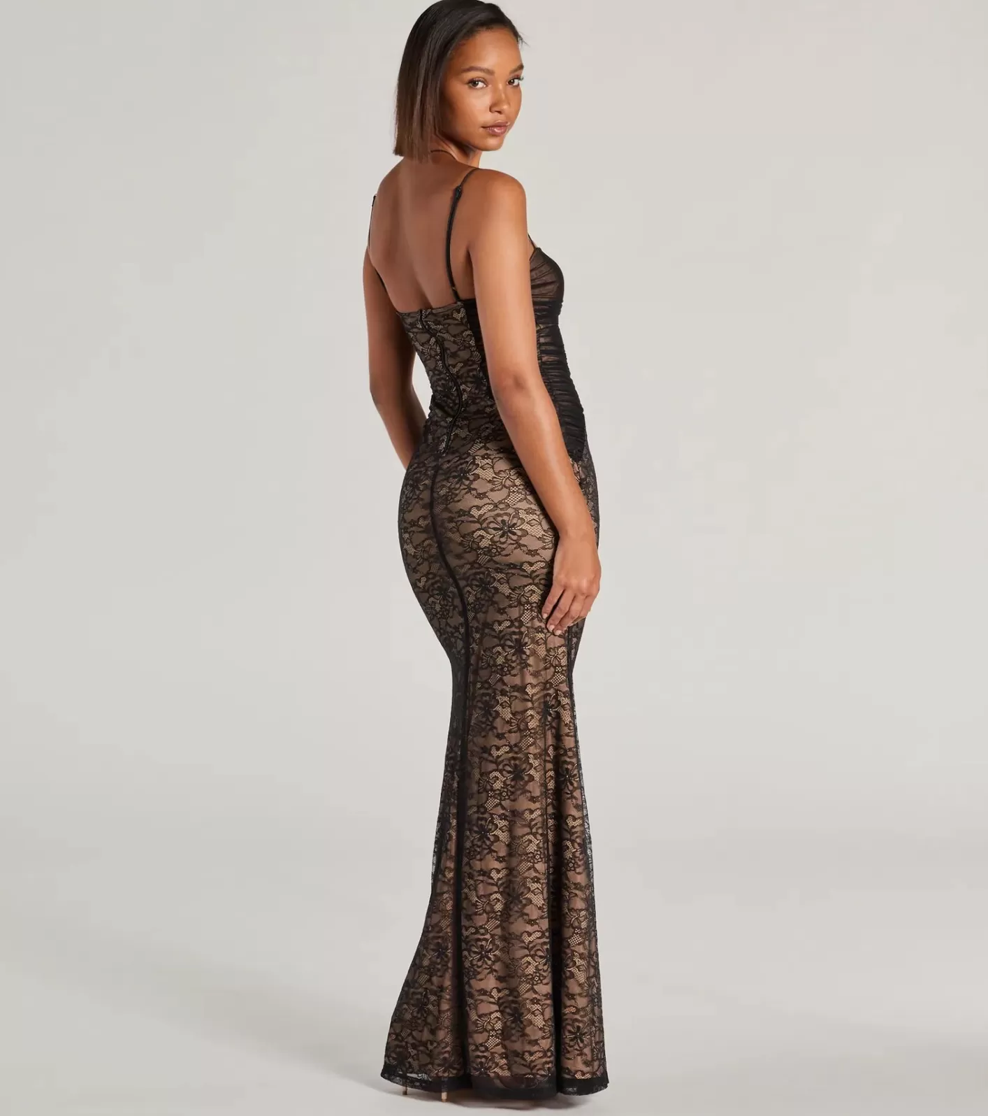 Windsor Meg Sweetheart Mermaid Lace Mesh Formal Dress BLACK Sale