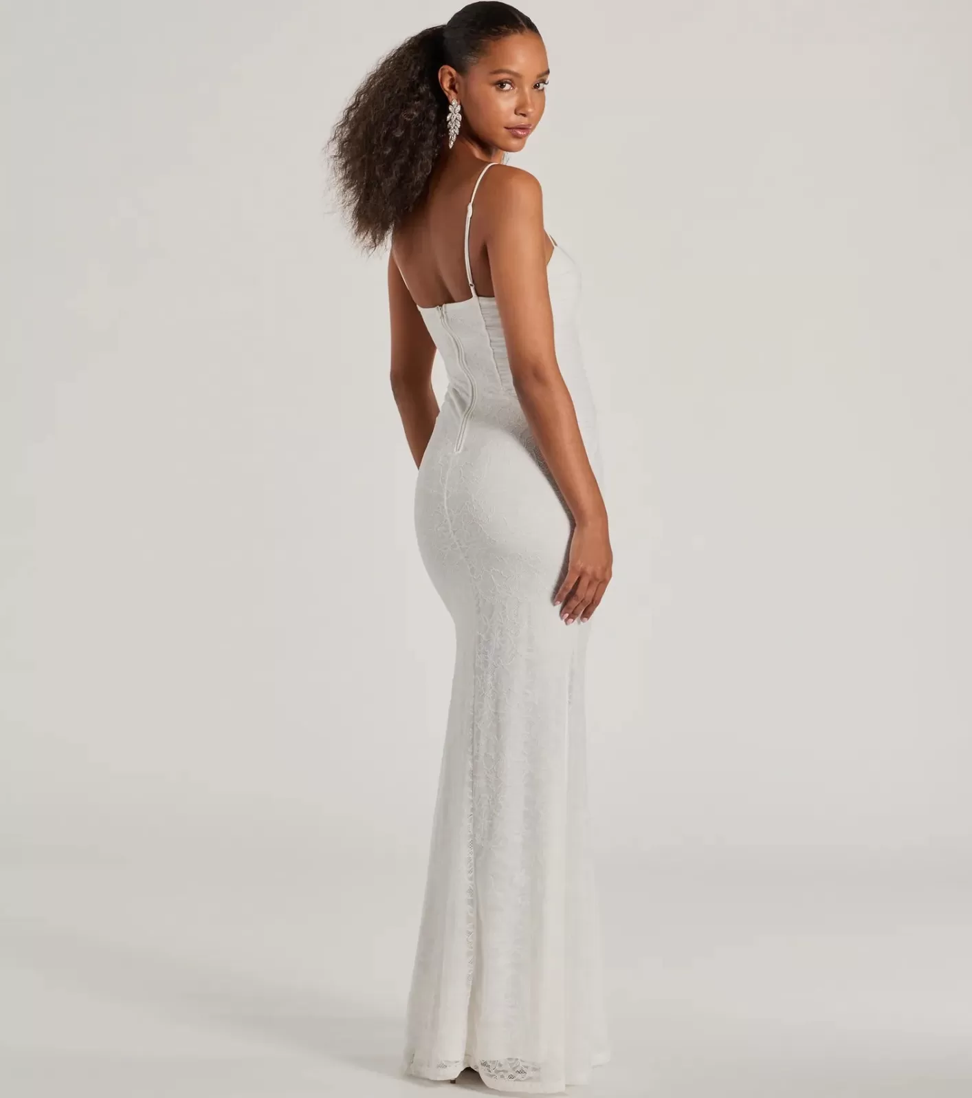 Windsor Meg Sweetheart Mermaid Lace Mesh Formal Dress WHITE Shop
