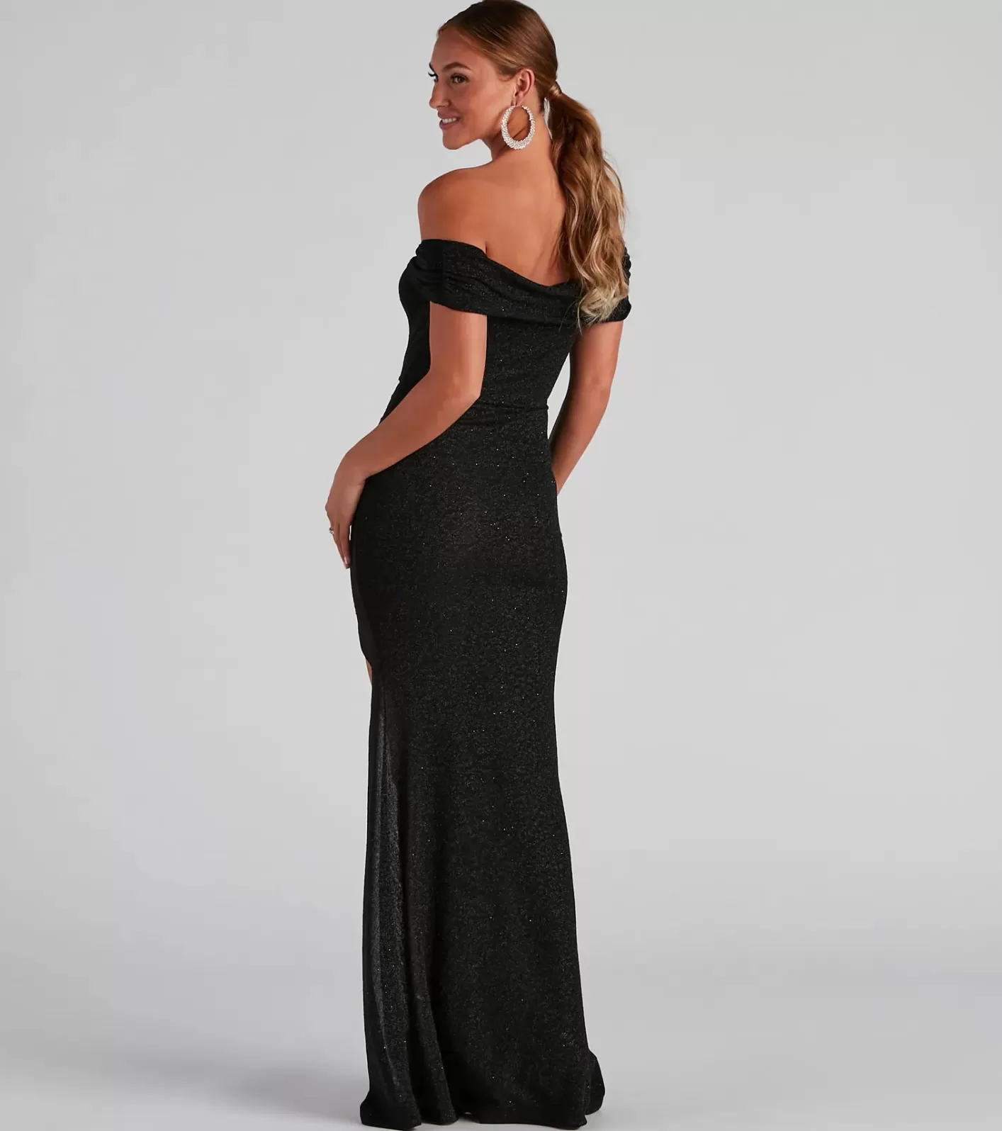 Windsor Meryl Formal Glitter Long Dress BLACK New