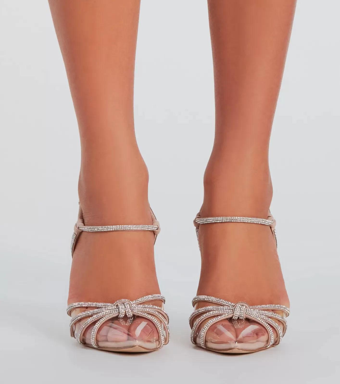 Windsor Miss Glam Rhinestone Strappy Toe Pumps CLEAR Store