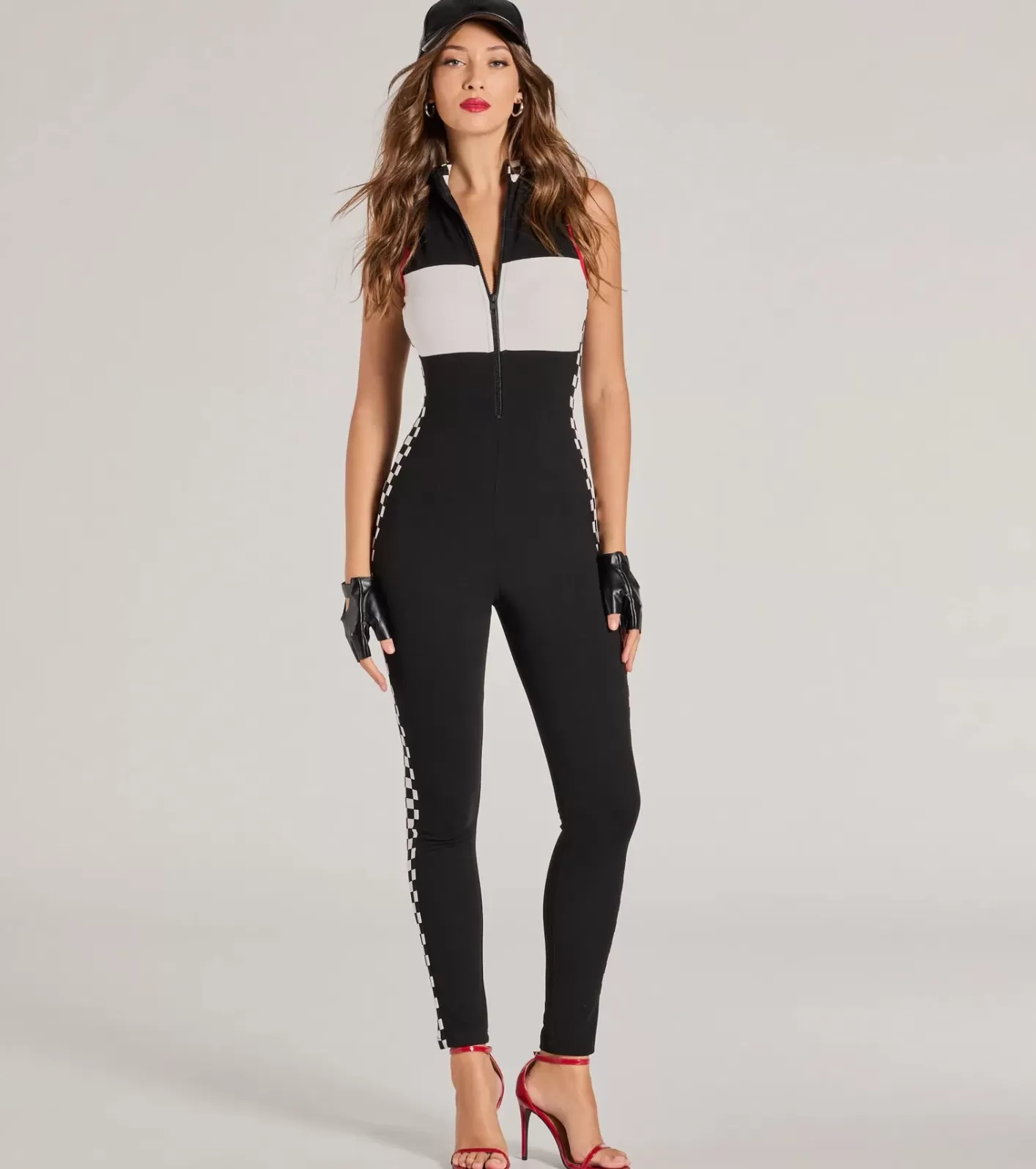 Windsor Nitro Speedster Sleeveless Checke Jumpsuit RED Best Sale