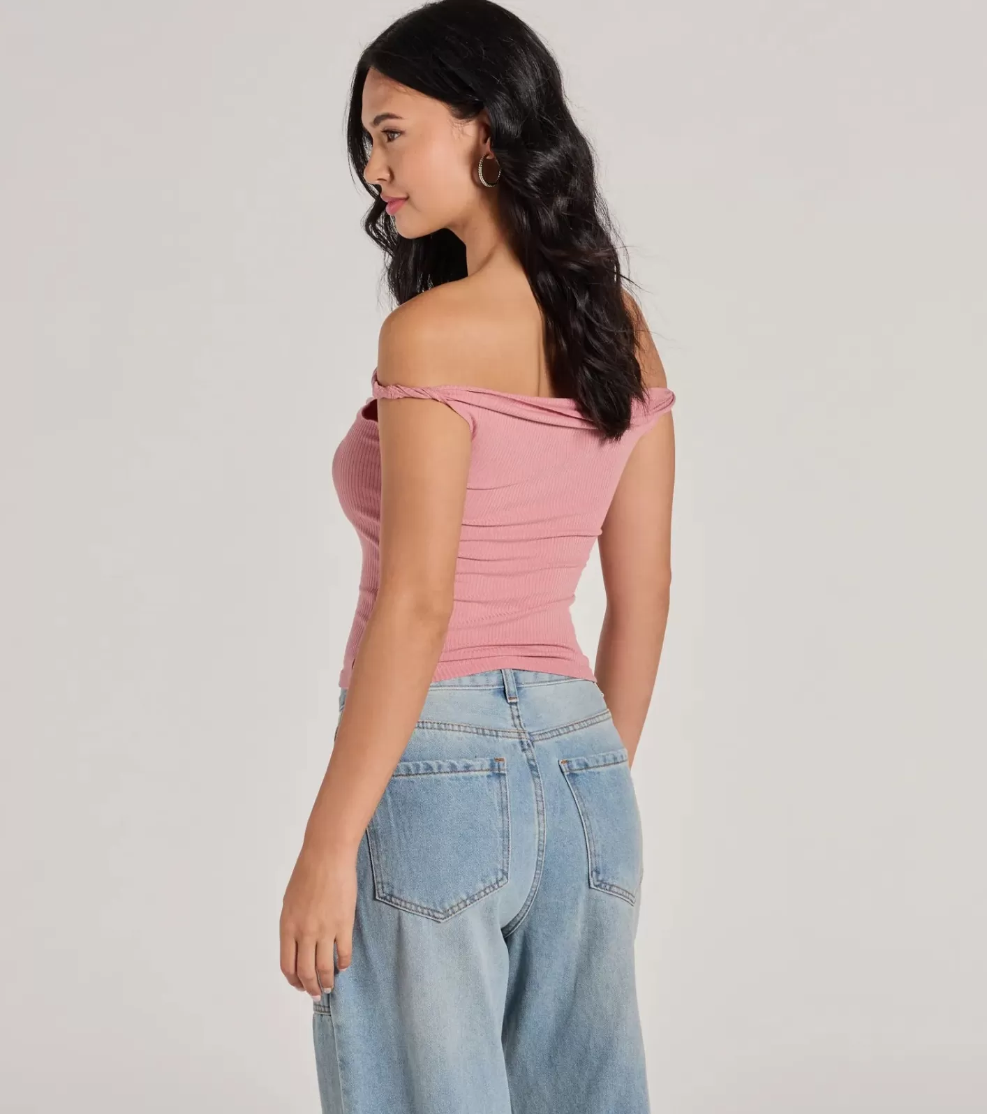 Windsor Nothing Sweeter Off-The-Shoulder Crop Top BLUSH Hot