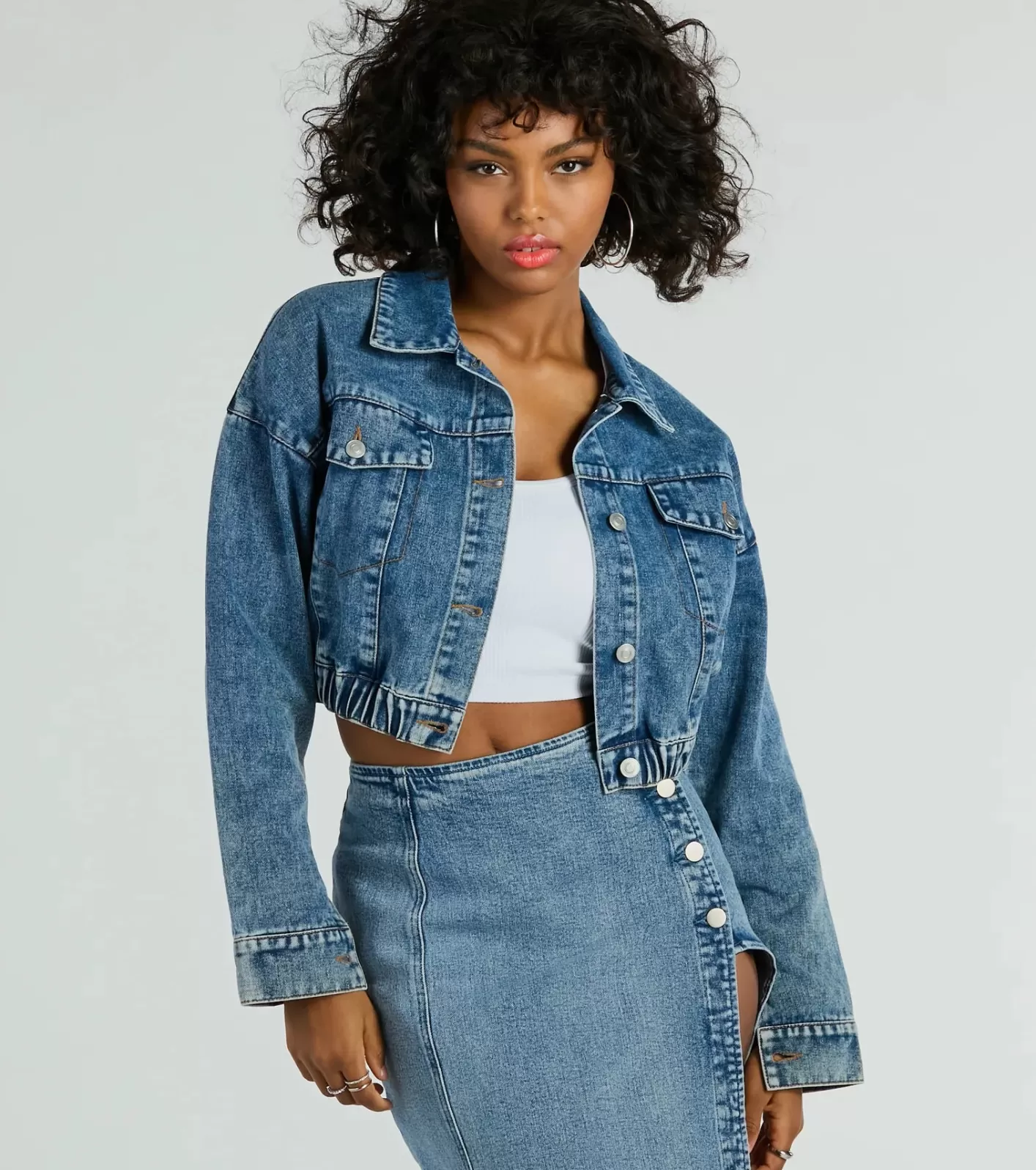 Windsor On My Way Trucker Crop Jacket DENIM Flash Sale