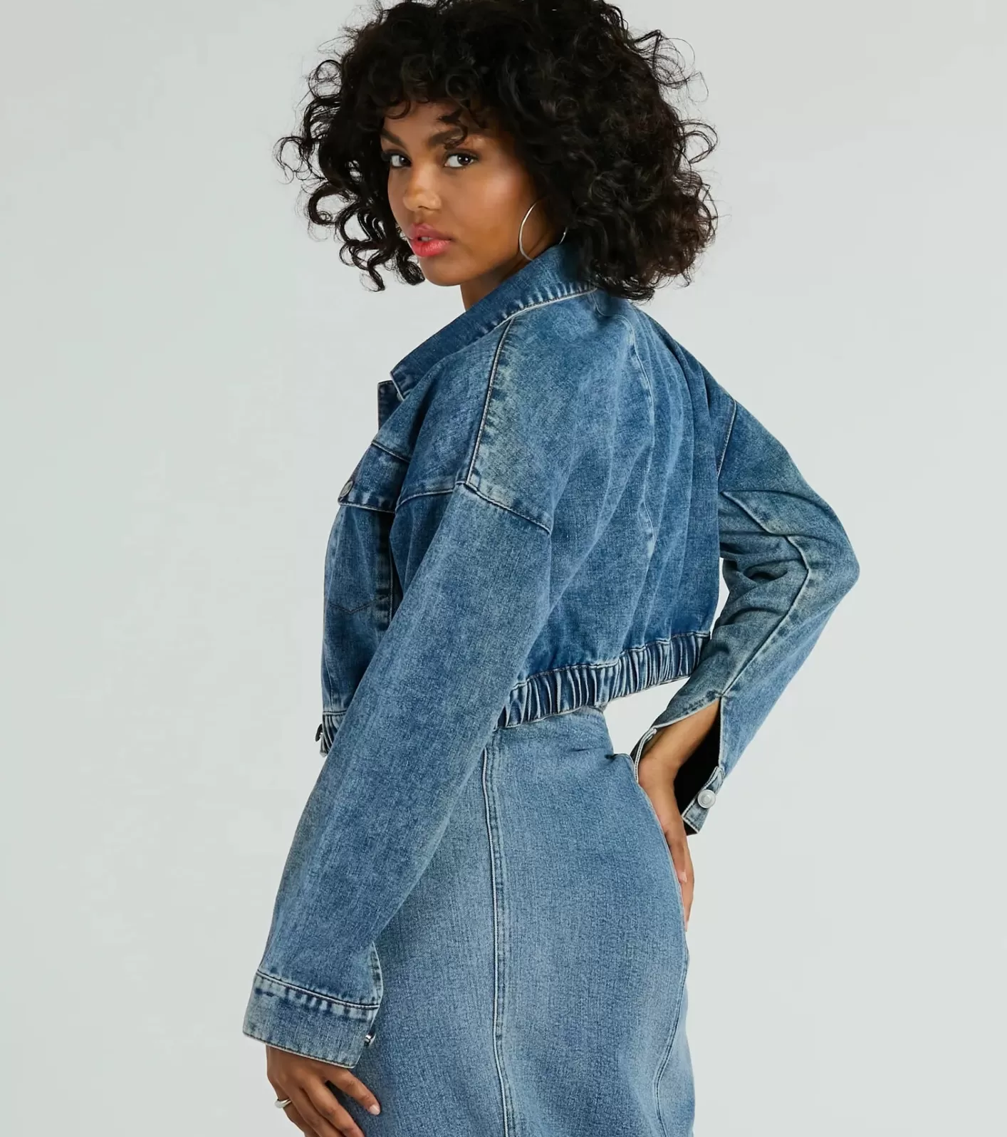 Windsor On My Way Trucker Crop Jacket DENIM Flash Sale