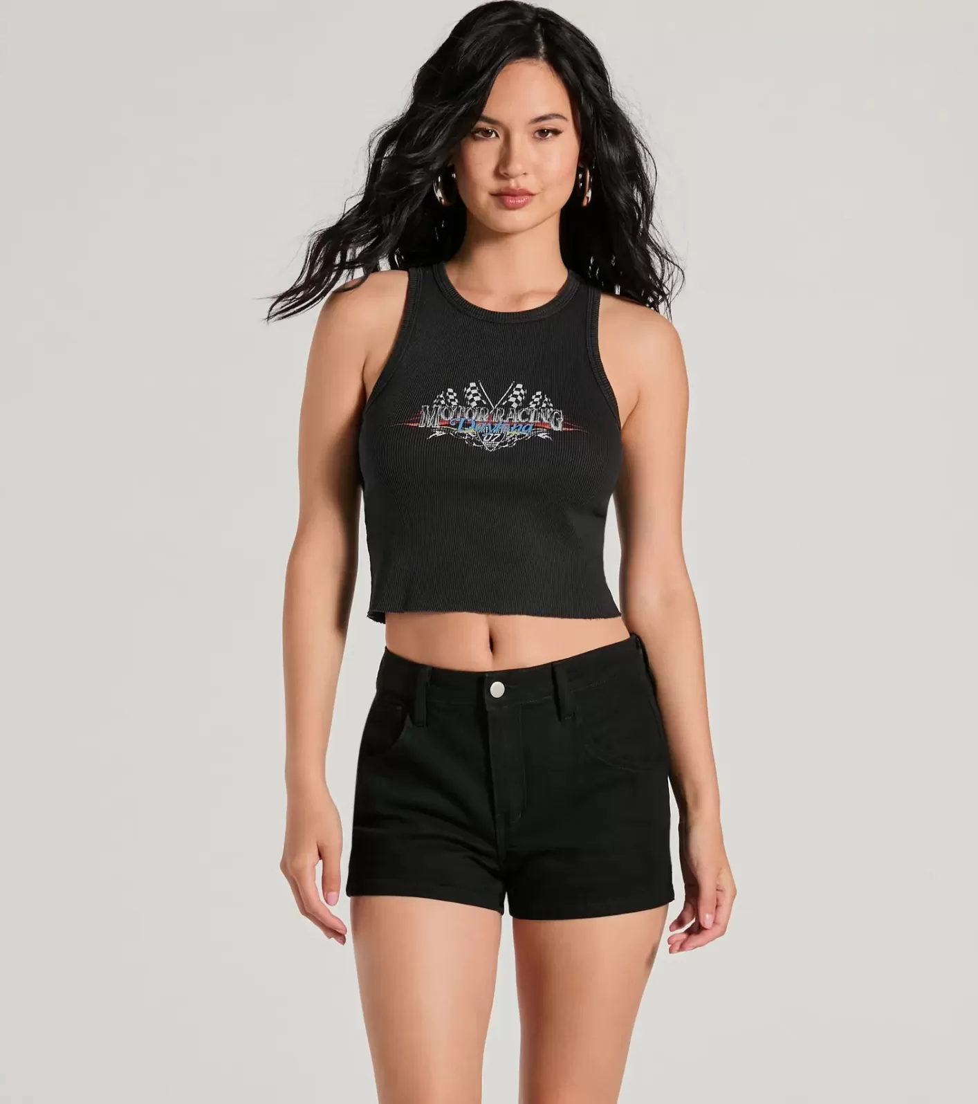Windsor On Your Mark Daytona Motor Racing Graphic Tank Top BLACK Outlet
