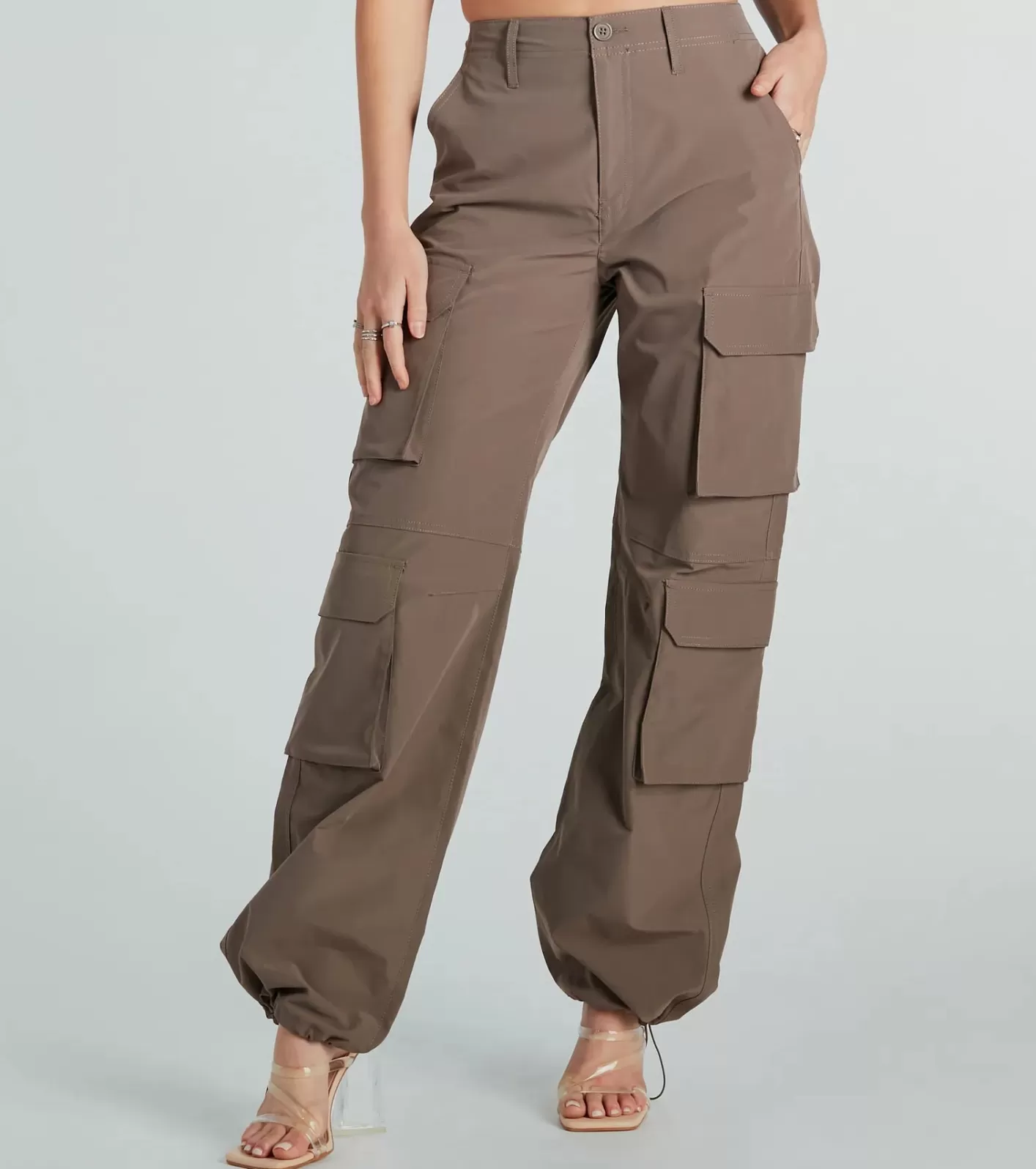 Windsor Out For The Day High-Rise Cargo Pants BROWN Clearance