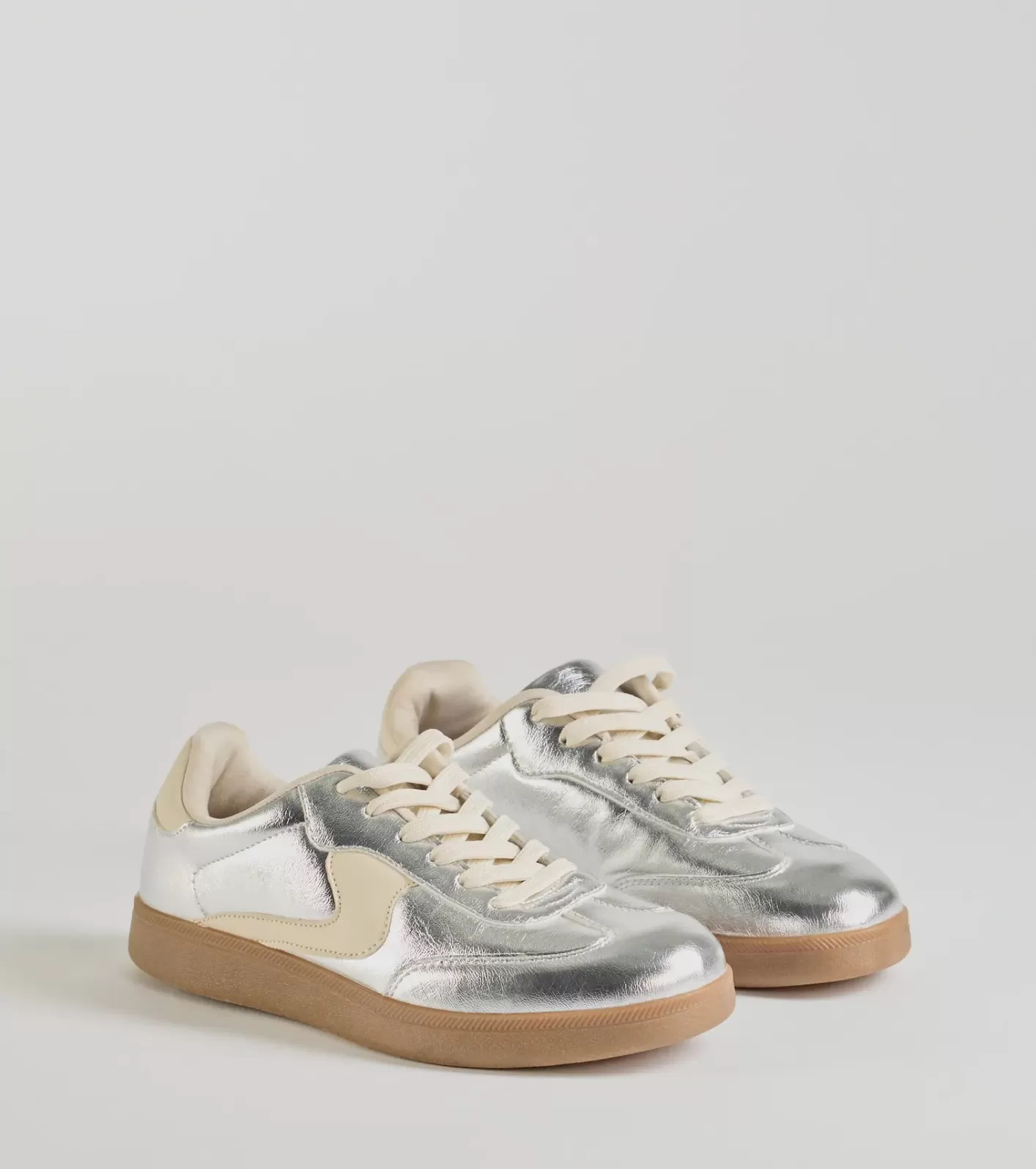 Windsor Pair To Perfection Metallic Lace-Up Sneakers SILVER Cheap