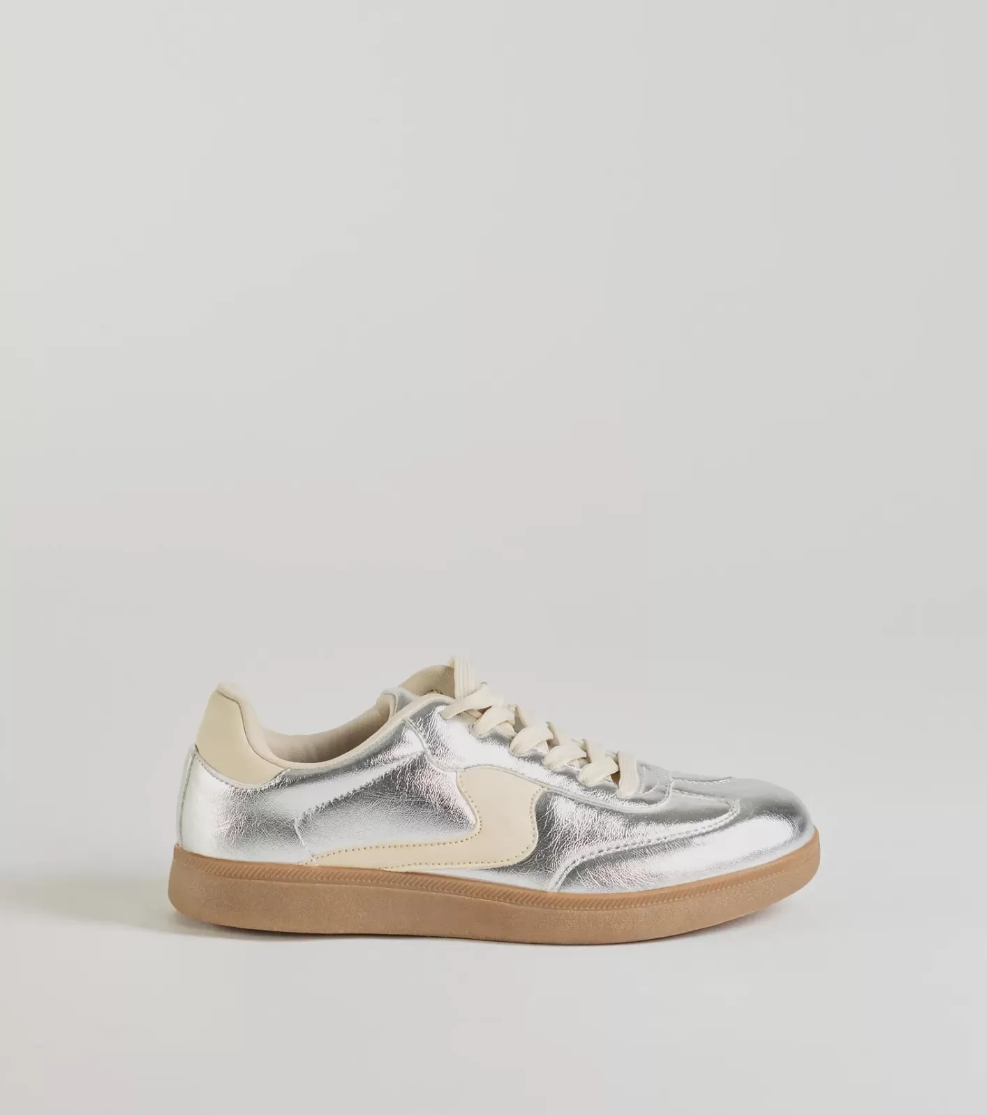 Windsor Pair To Perfection Metallic Lace-Up Sneakers SILVER Cheap
