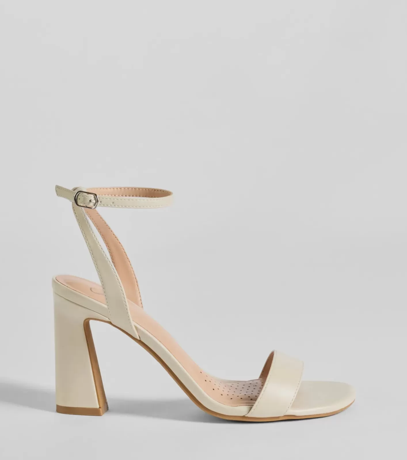 Windsor Perfect Basic Faux Leather Block Heels IVORY Flash Sale