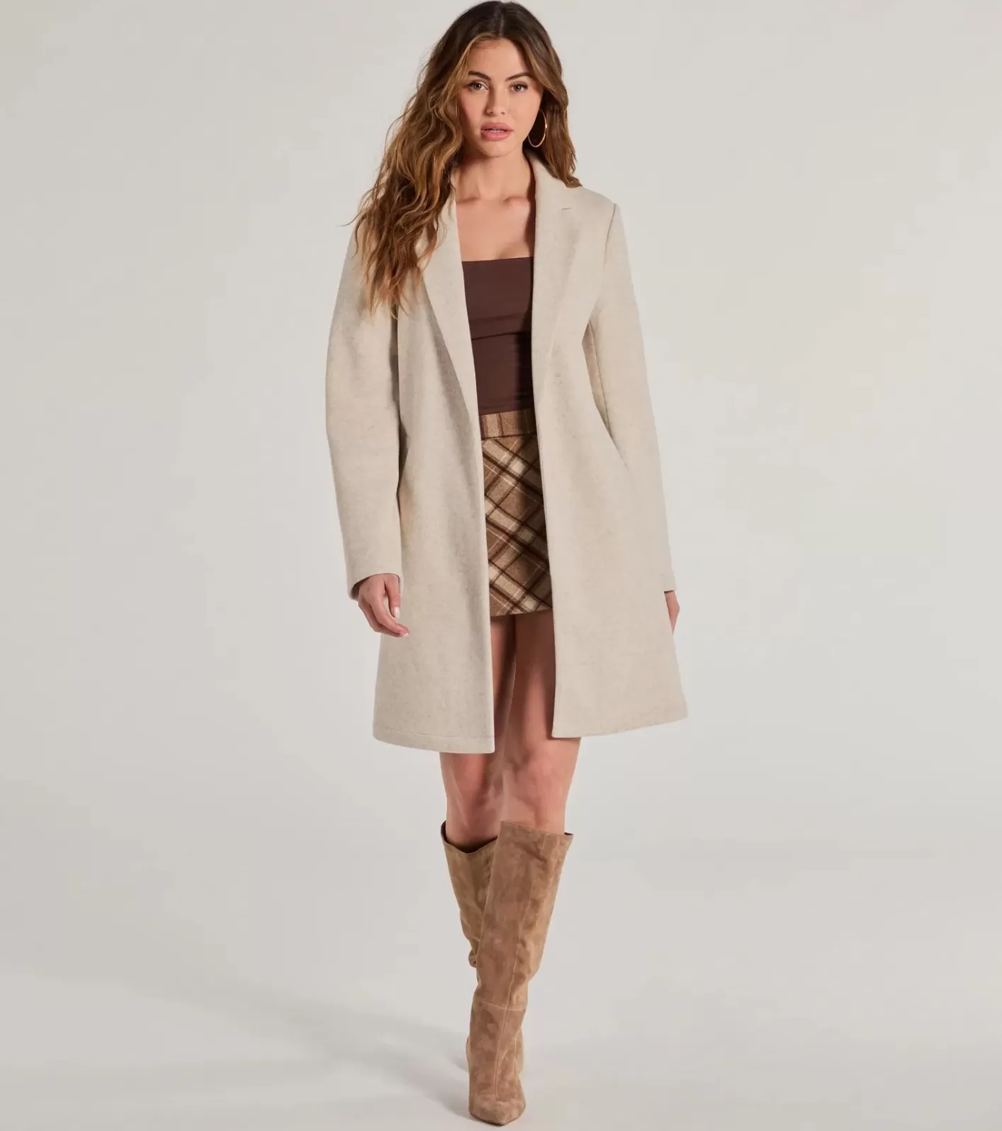 Windsor Perfect Chic Faux Wool Trench Coat OATMEAL Flash Sale