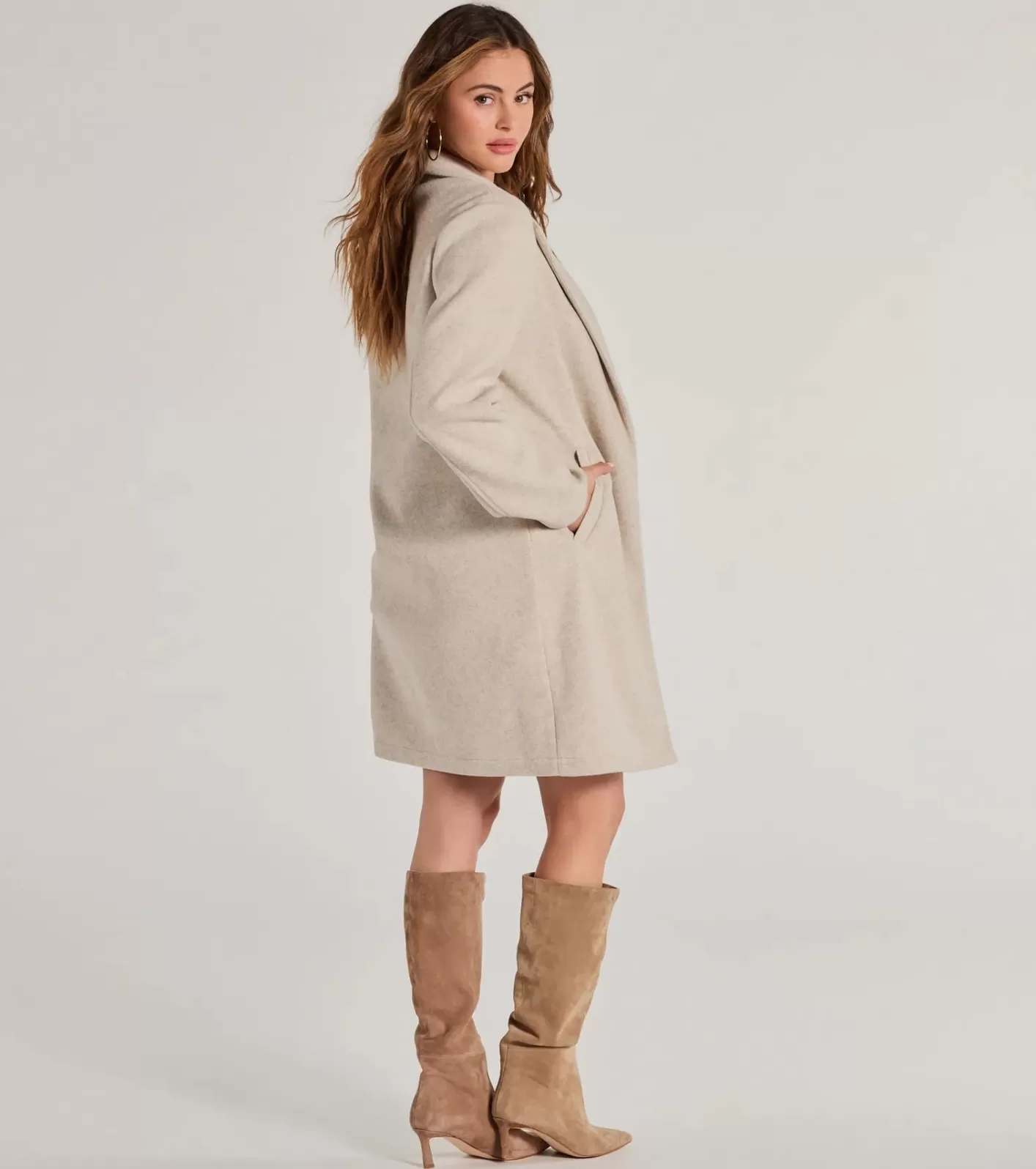 Windsor Perfect Chic Faux Wool Trench Coat OATMEAL Flash Sale