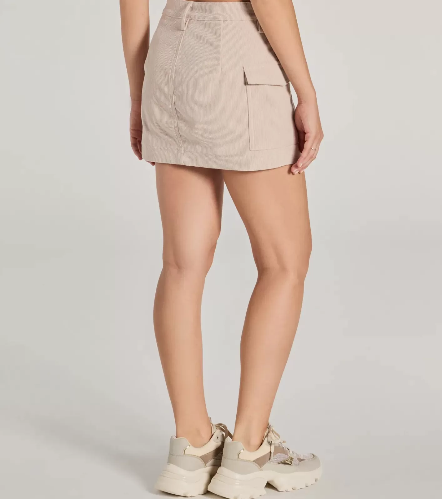 Windsor Playful Feeling Cargo Corduroy Mini Skort BEIGE Cheap