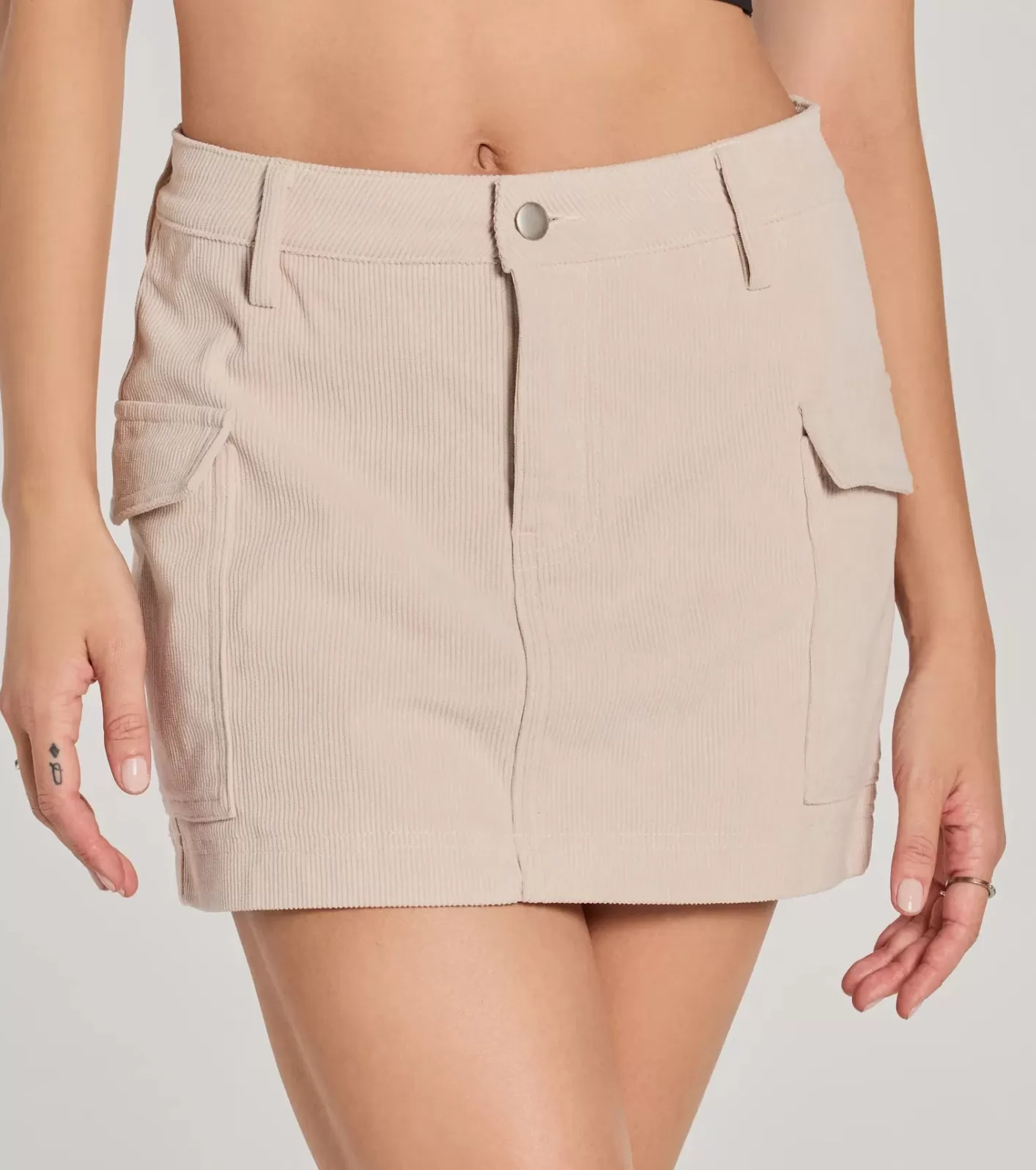 Windsor Playful Feeling Cargo Corduroy Mini Skort BEIGE Cheap
