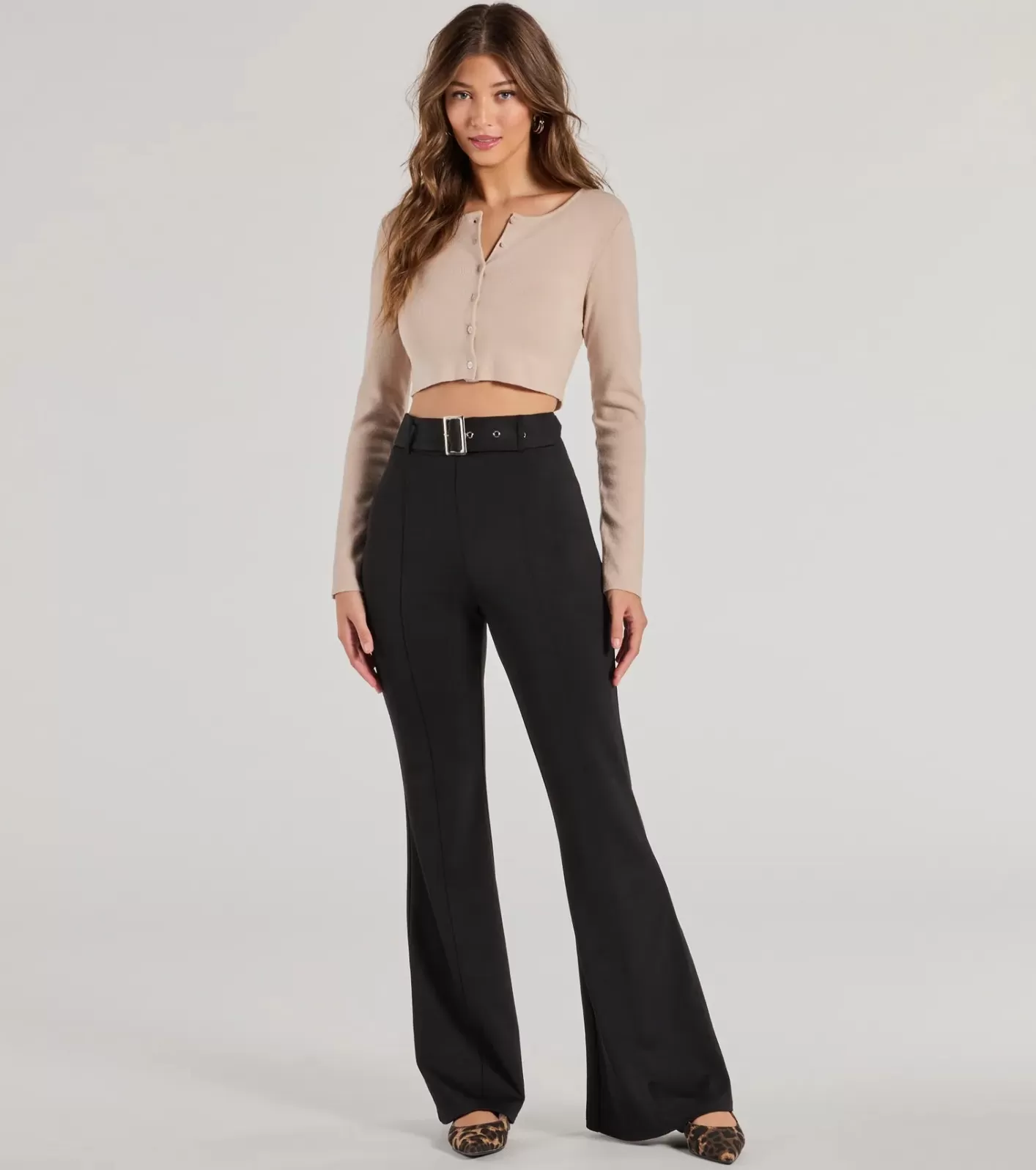 Windsor Polished Glam Belted Wide Leg Pants BLACK Online
