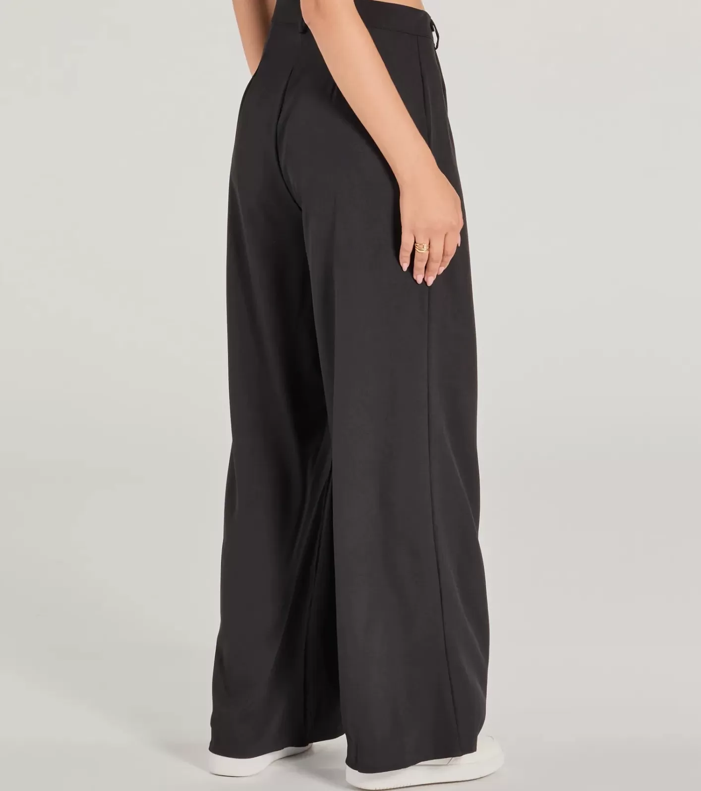 Windsor Posh Play High Rise Wide Leg Trouser Pants BLACK Discount