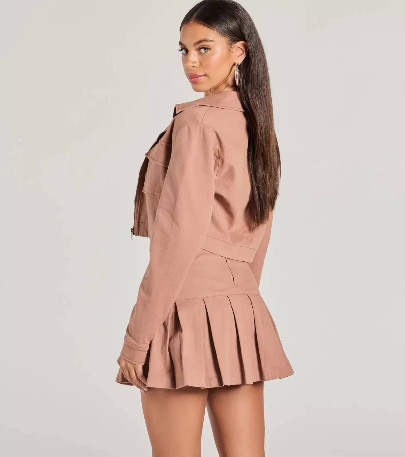 Windsor Practical Charm Zip Up Denim Shacket MAUVE Clearance