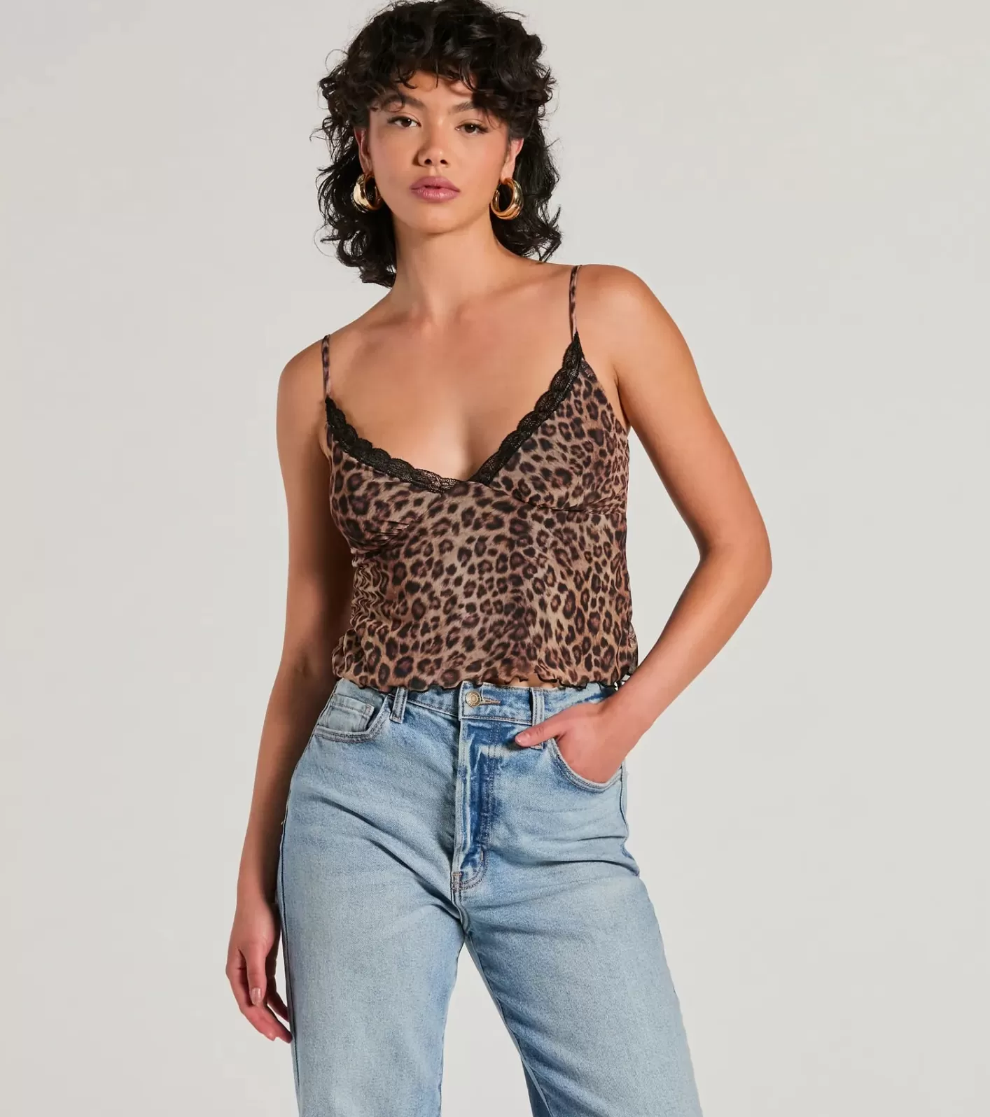 Windsor Purrfect Fit Print Mesh Top LEOPARD Store