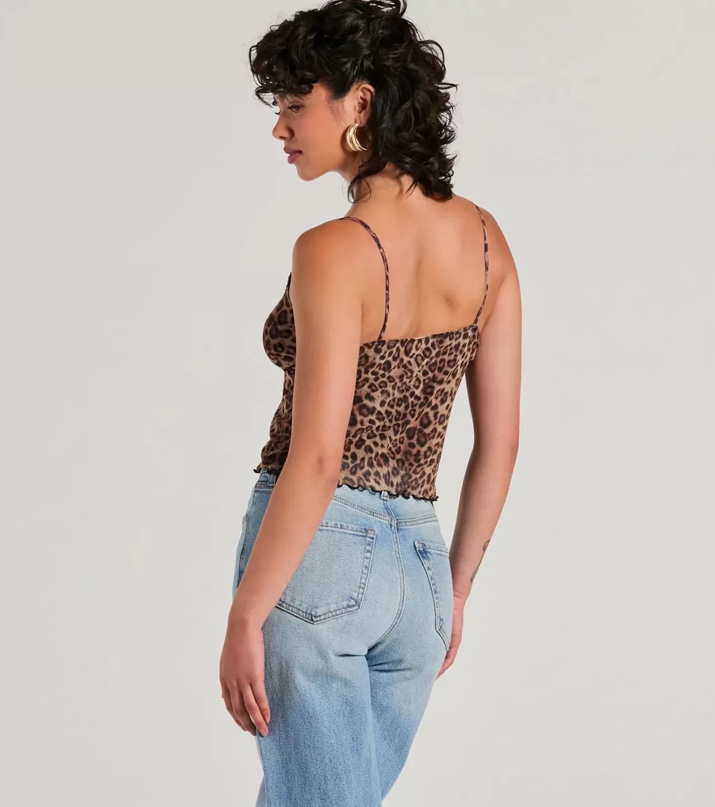 Windsor Purrfect Fit Print Mesh Top LEOPARD Store