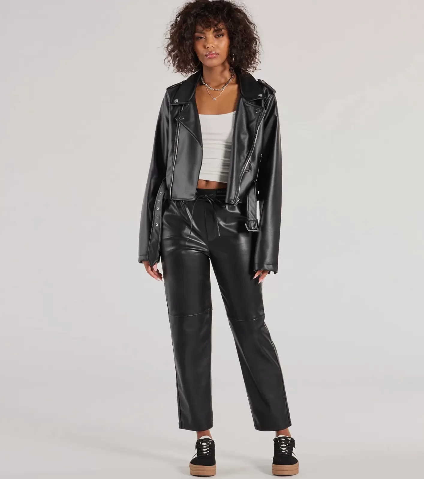 Windsor Rebel Chic Faux Leather Pants BLACK New