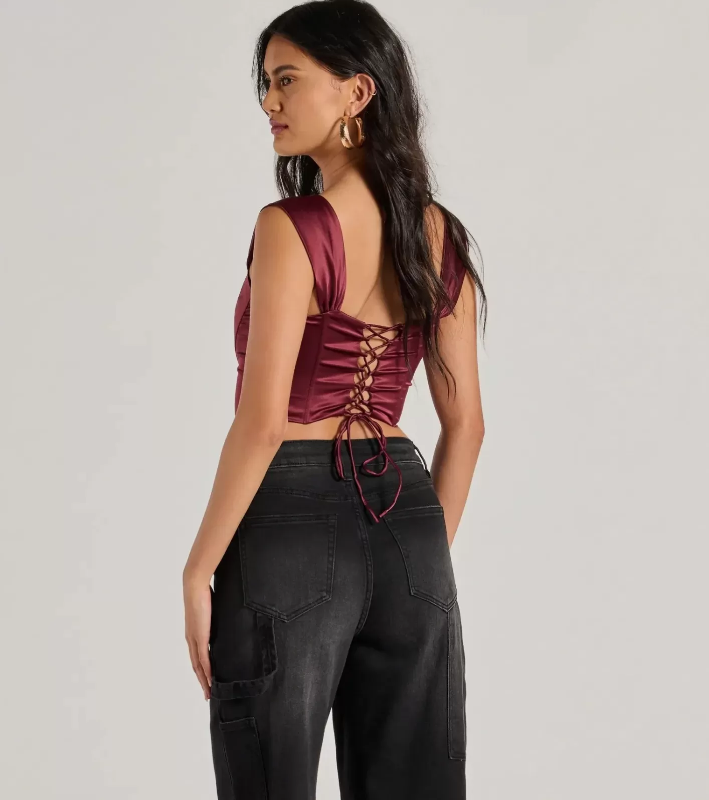 Windsor Renaissance Spell Lace-Up Satin Corset RAISIN Online