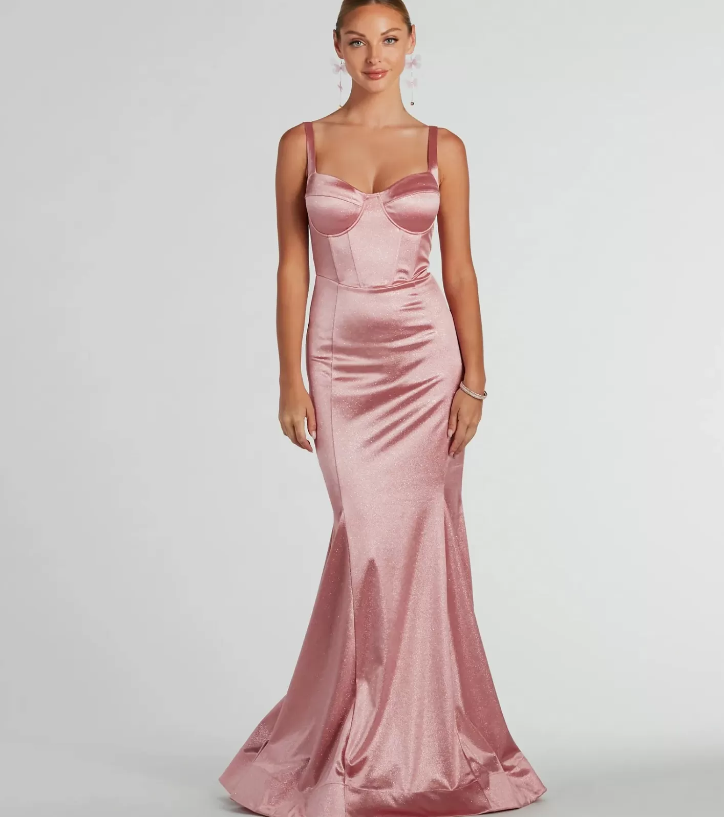 Windsor Ria Bustier Mermaid Glitter Satin Formal Dress BLUSH Online