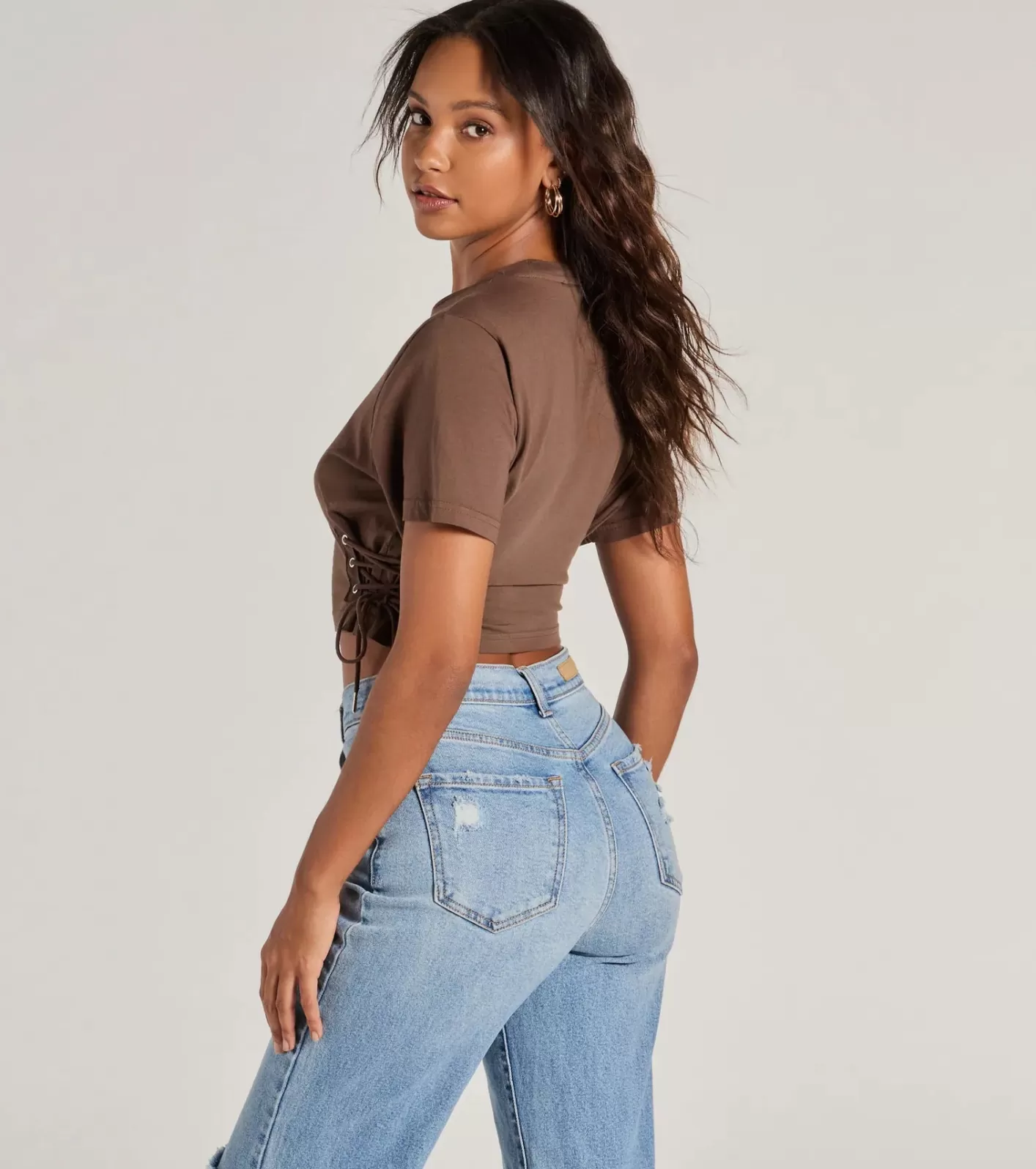 Windsor Rough Rider Lace-Up Graphic Tee BROWN Sale
